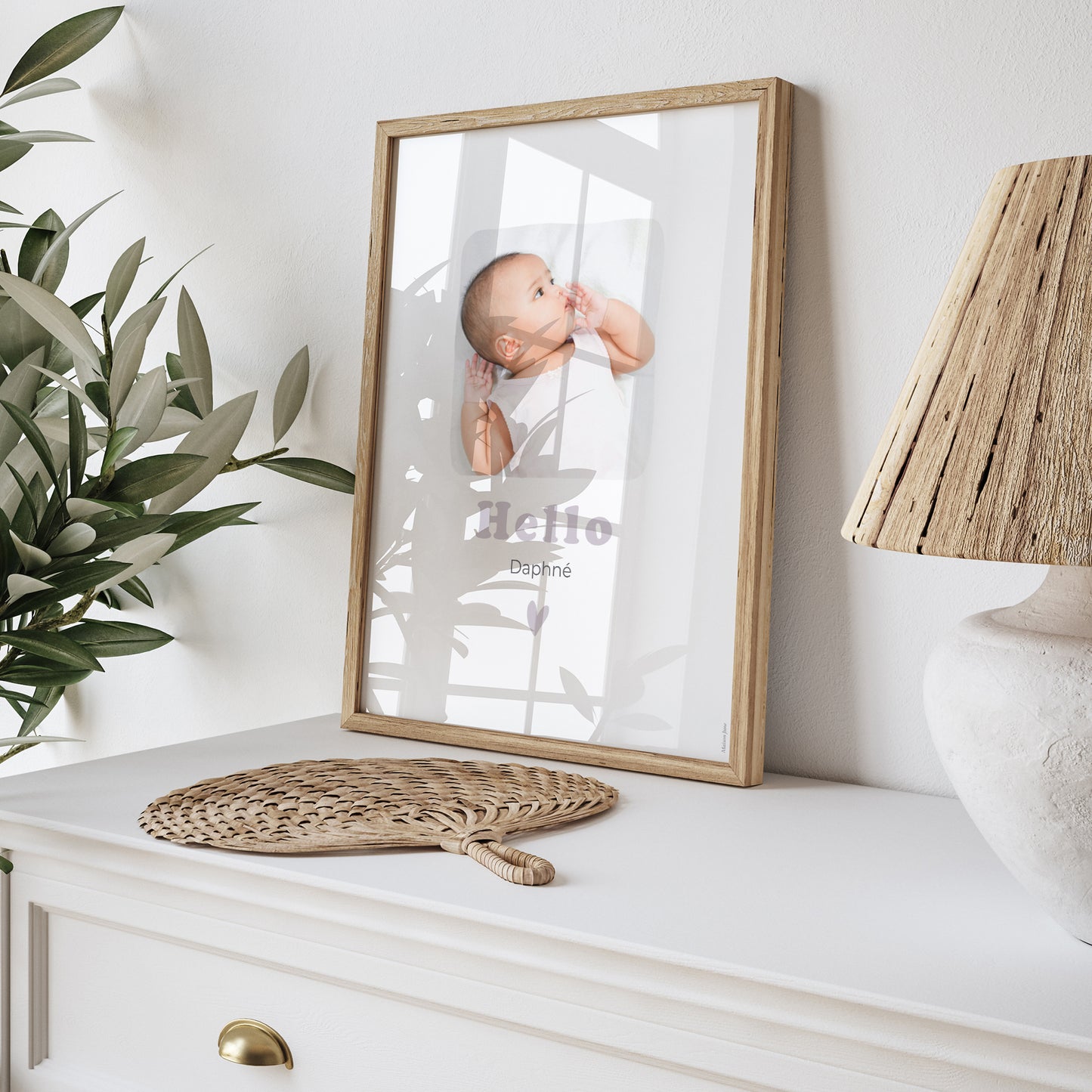 Affiche Naissance Portrait Motif cœur dorure photo N° 5