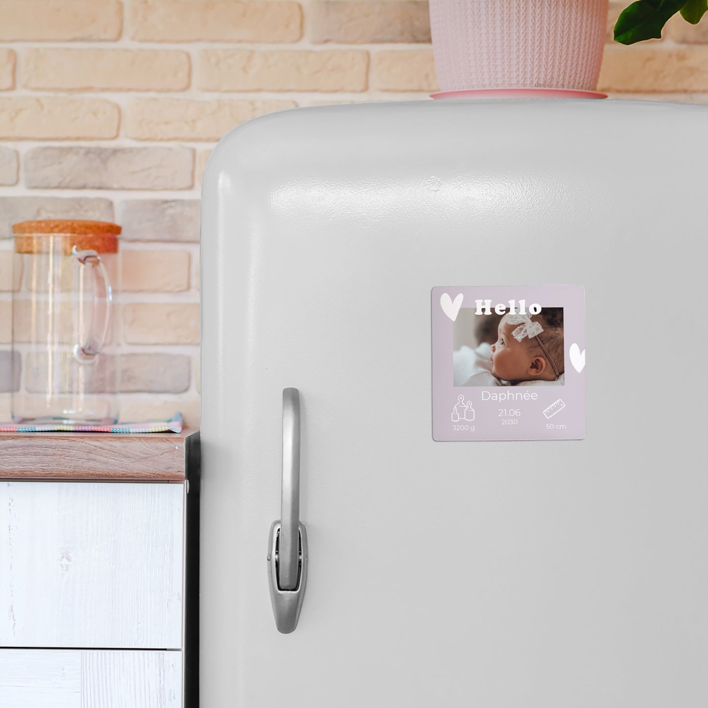 Faire-part Naissance Lot de 9, magnétique Motif cœur dorure photo N° 4