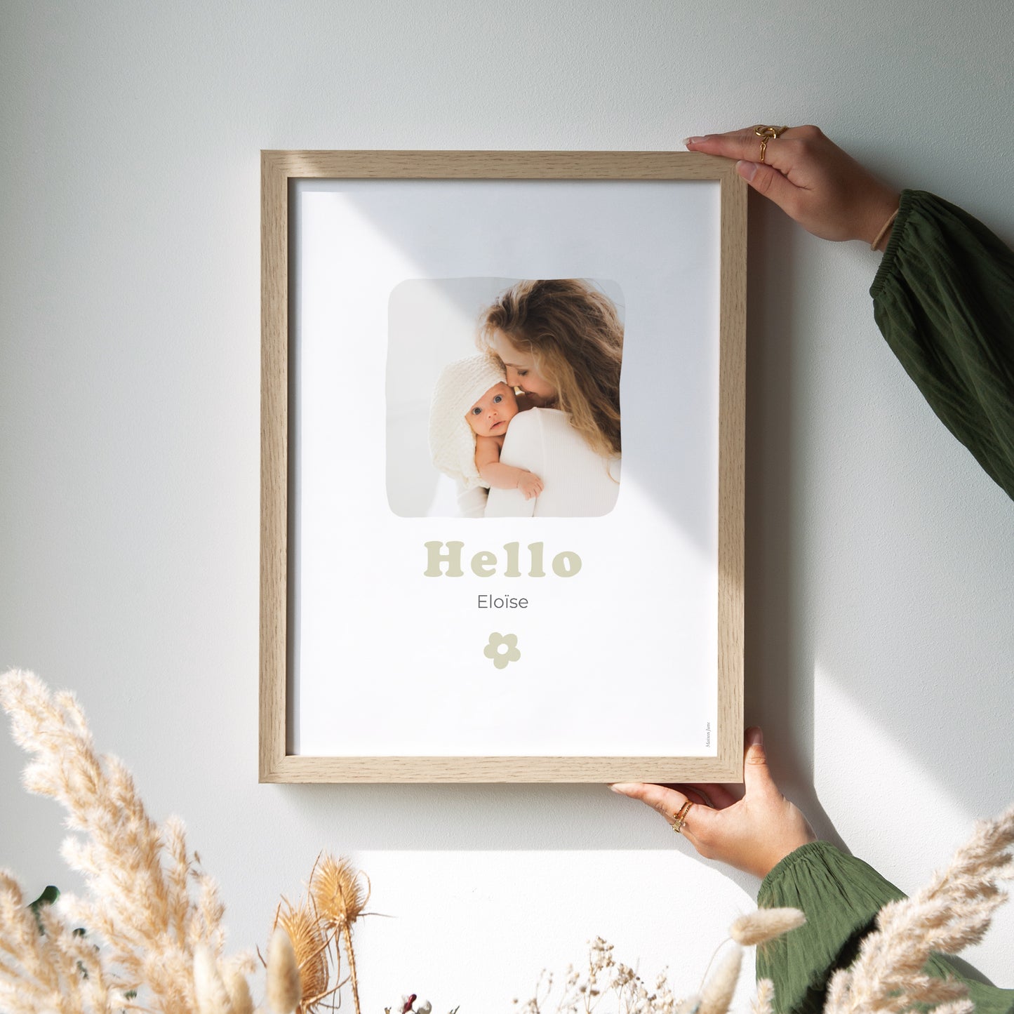 Affiche Naissance Portrait Motif fleur dorure photo N° 2