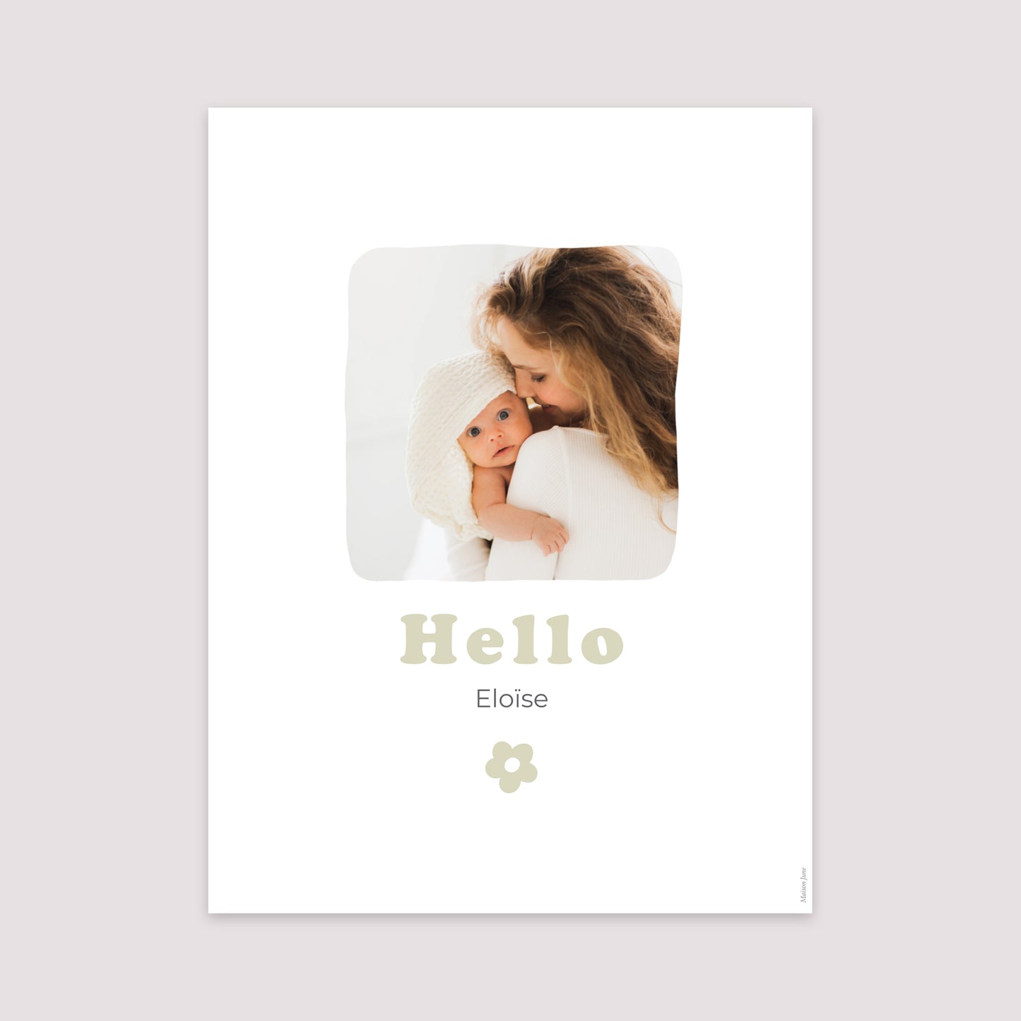 Affiche Naissance Portrait 30 x 40 cm Motif fleur dorure photo N° 2