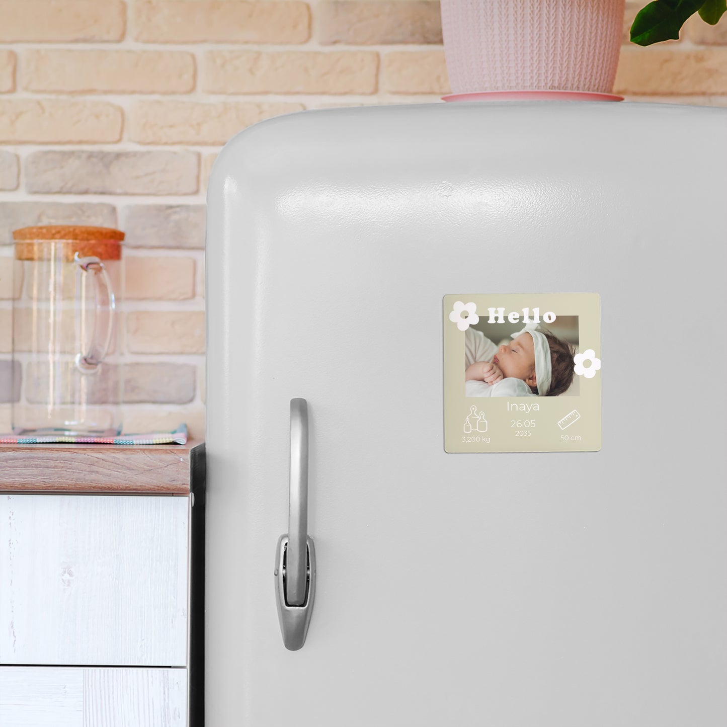 Faire-part Naissance Lot de 9, magnétique Motif fleur dorure photo N° 4