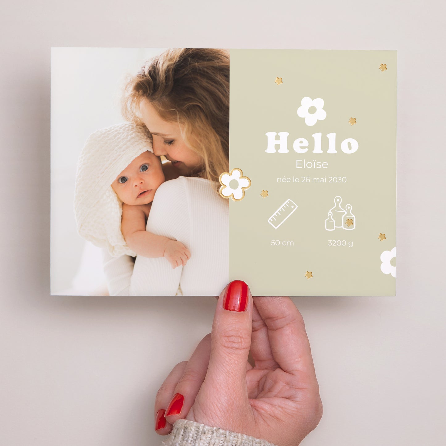 Faire-part Naissance Paysage Motif fleur dorure photo N° 3