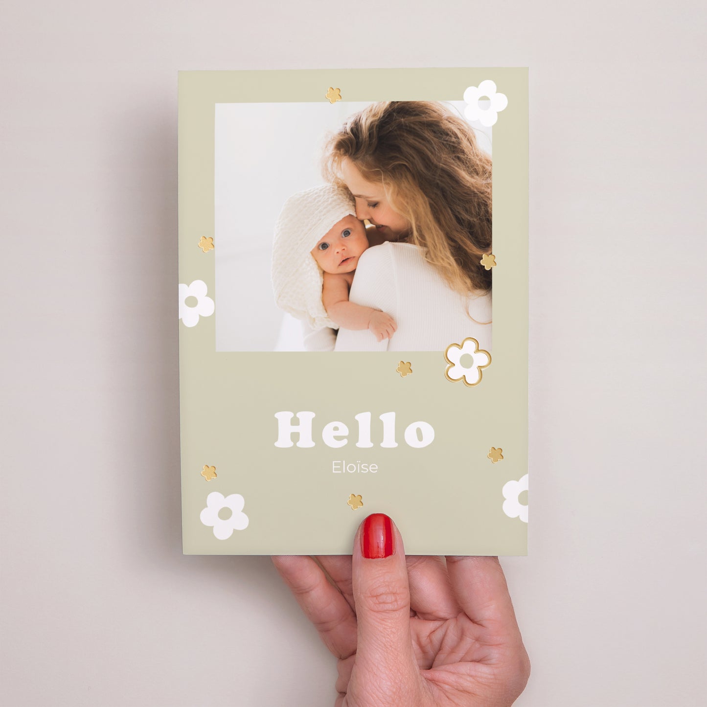 Faire-part Naissance Portrait Motif fleur dorure photo N° 2