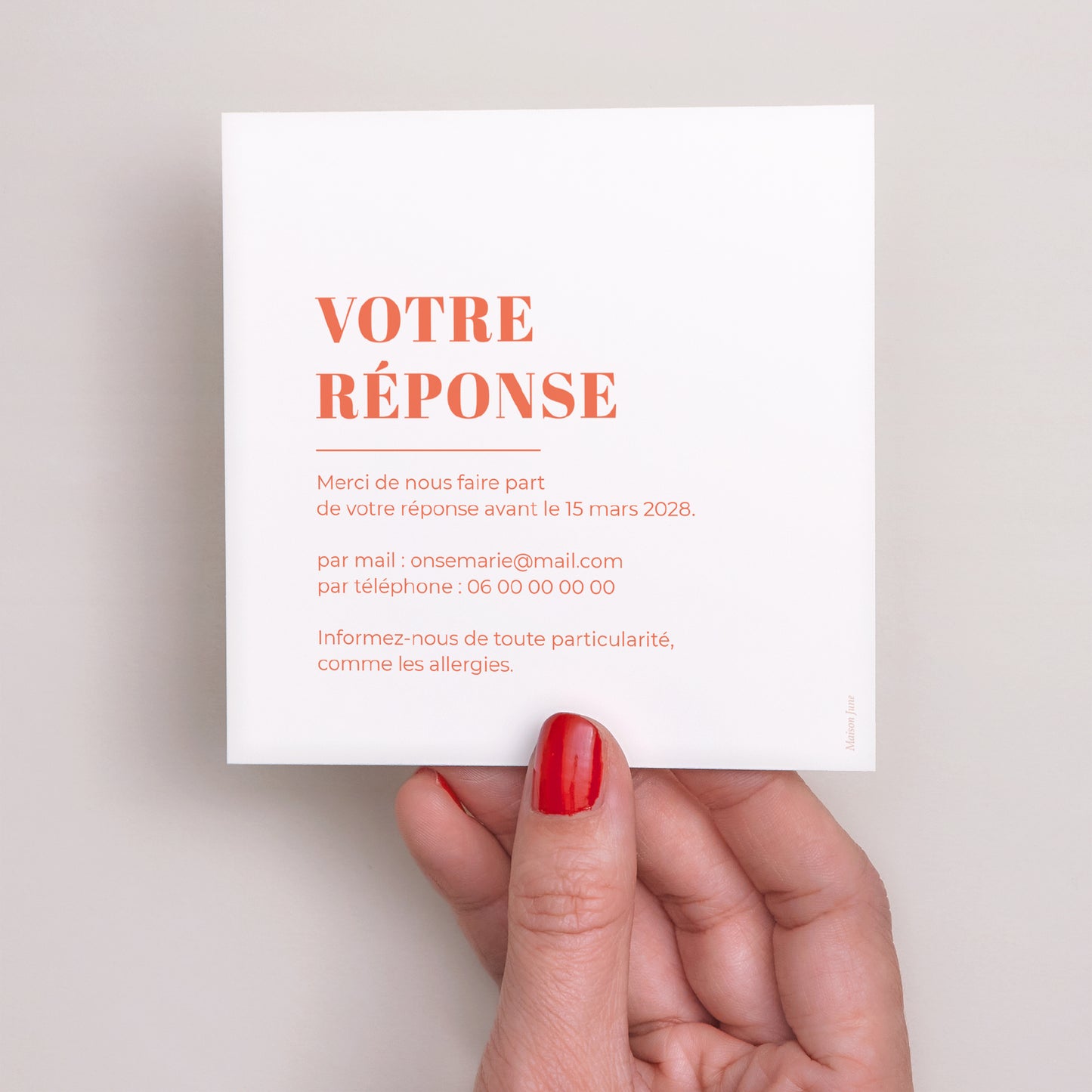 Carton réponse Mariage Carré Pop & love photo N° 3