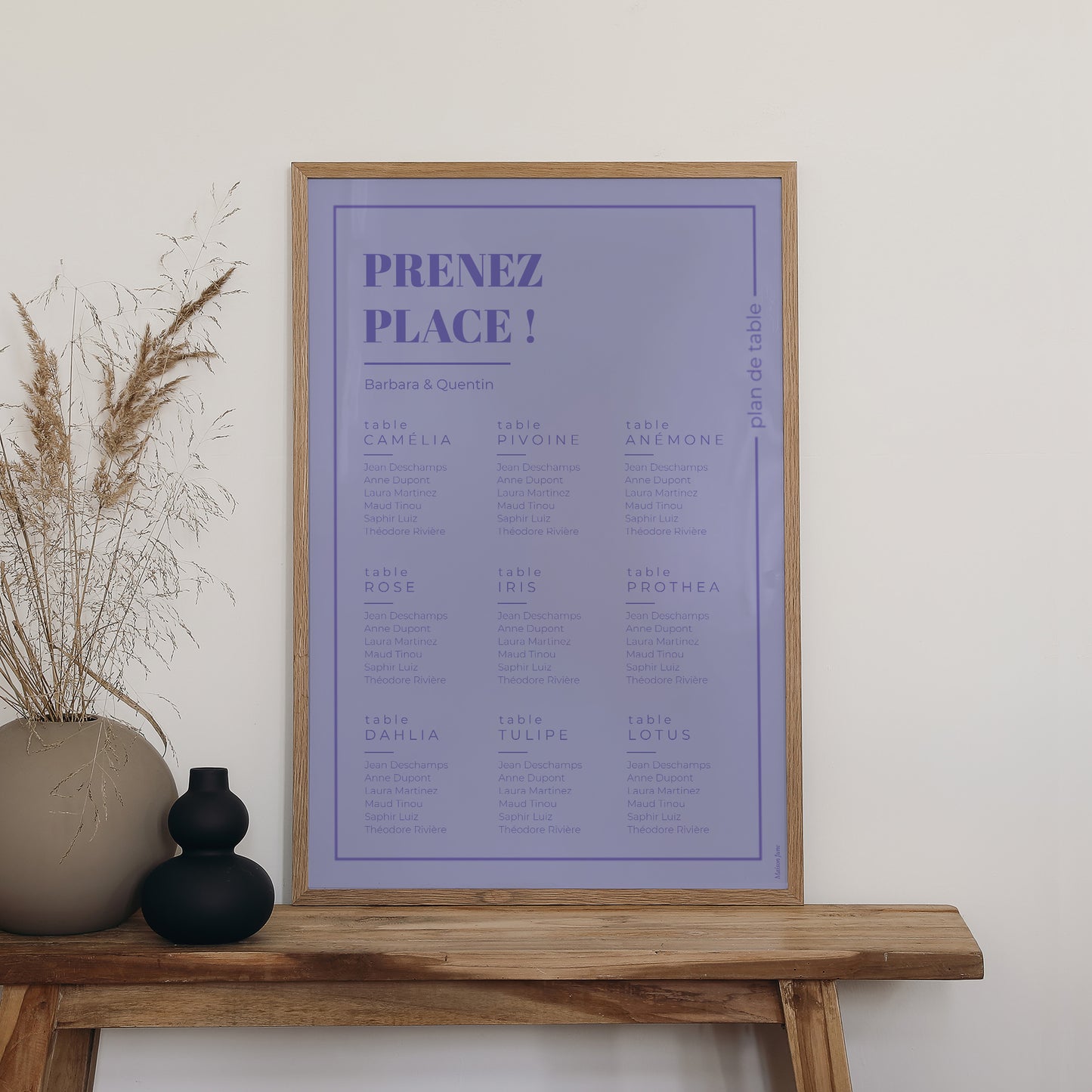 Plan de table Mariage Portrait 60 x 90 cm Pop & love photo N° 2