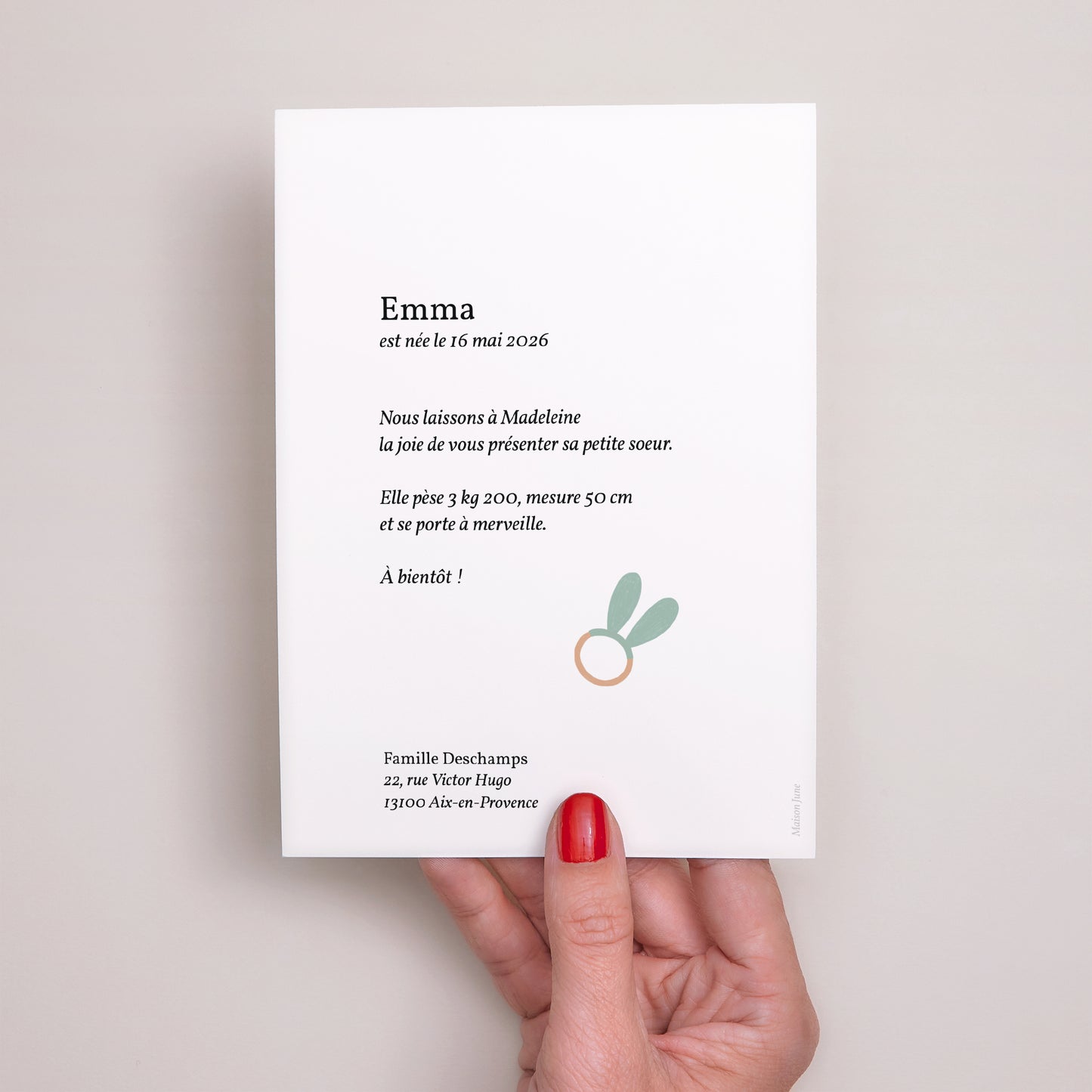 Faire-part Naissance Portrait Doudous et Hochets photo N° 3