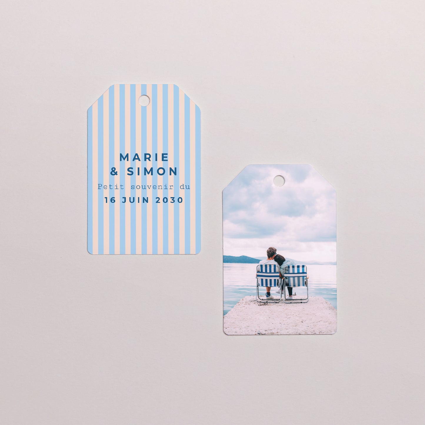 Boîte à dragées Mariage boule avec étiquette fanion L'Amour à la Plage photo N° 4