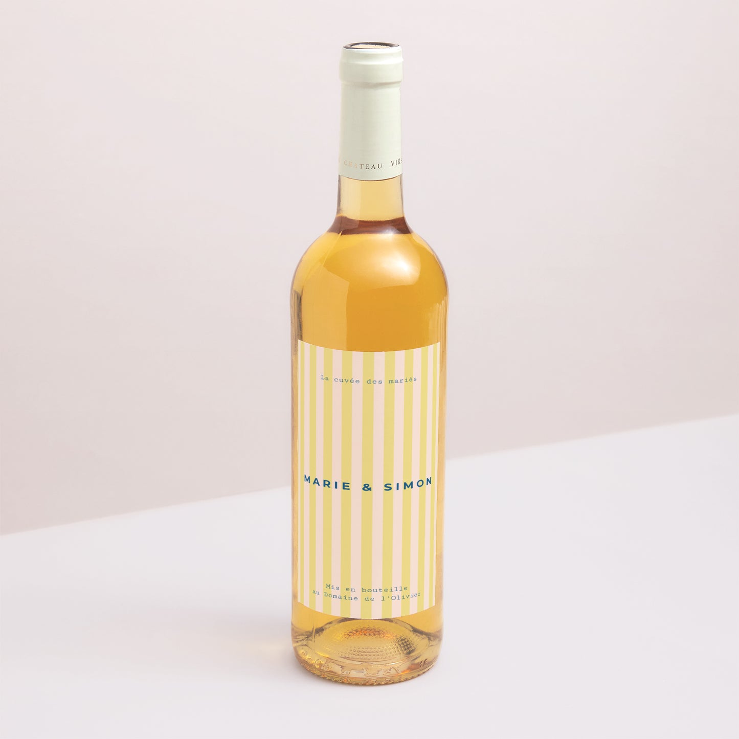 Etiquette bouteille Mariage Portrait L'amour à la plage photo N° 1