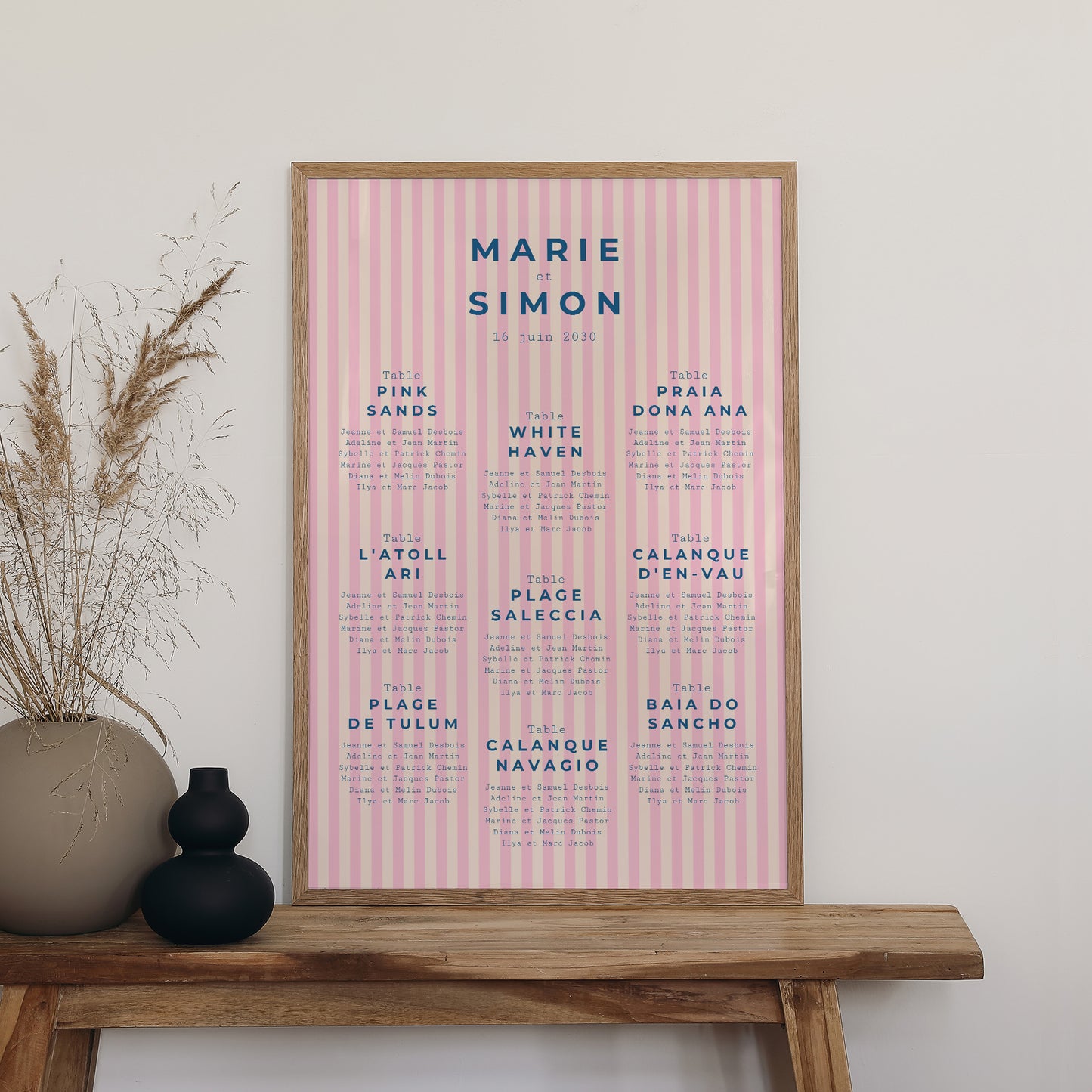 Plan de table Mariage Portrait 60 x 90 cm L'amour à la plage photo N° 2