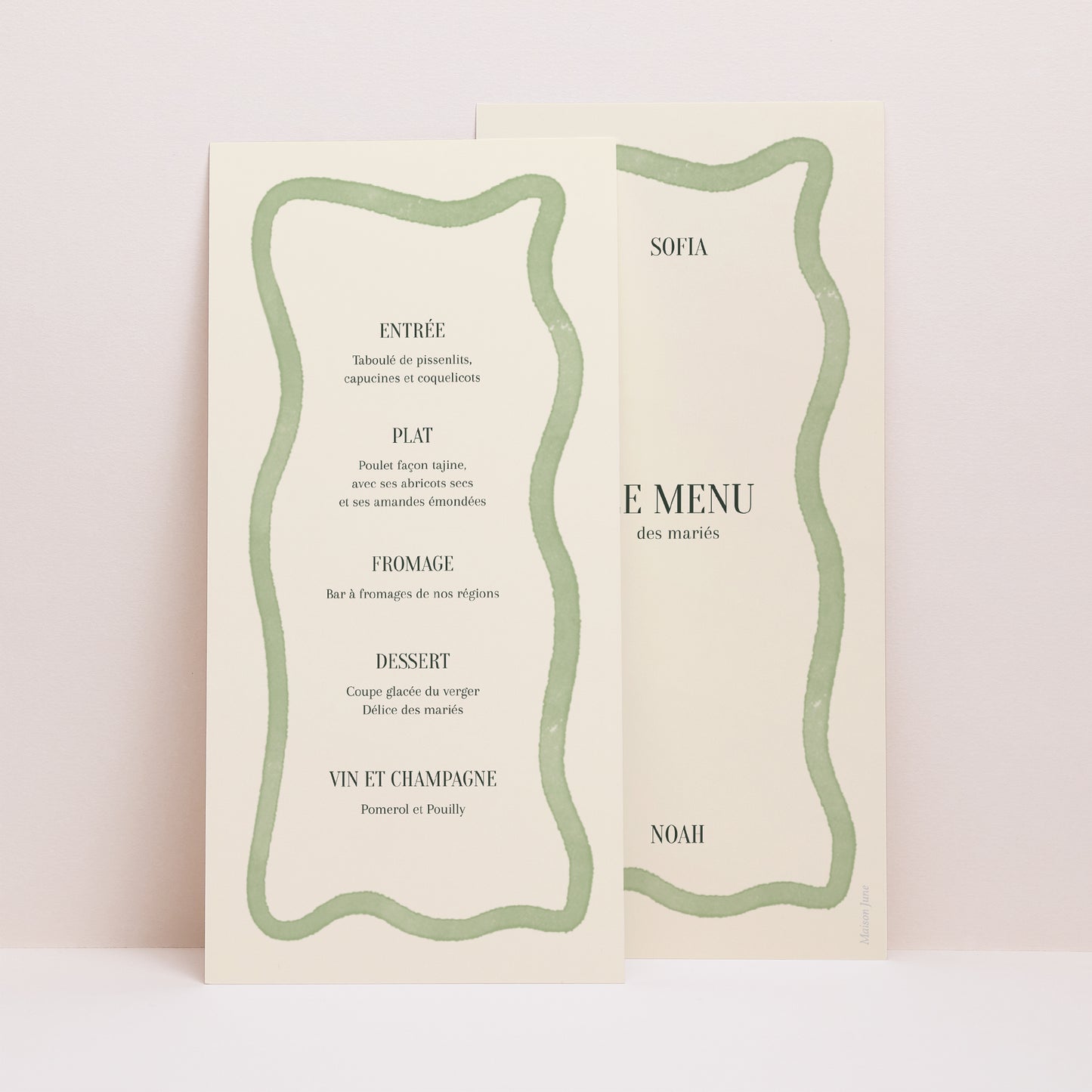 Menu Mariage Panoramique portrait Vagues vertes photo N° 1