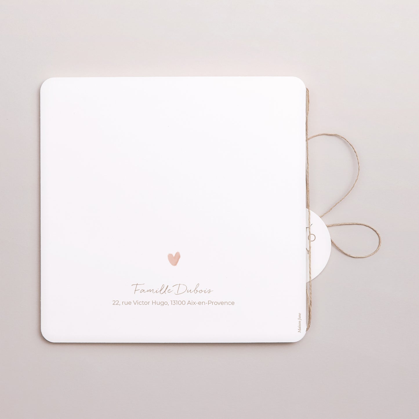 Faire-part Naissance Carré double volet, coins arrondis, étiquette ronde Douce nuit photo N° 3