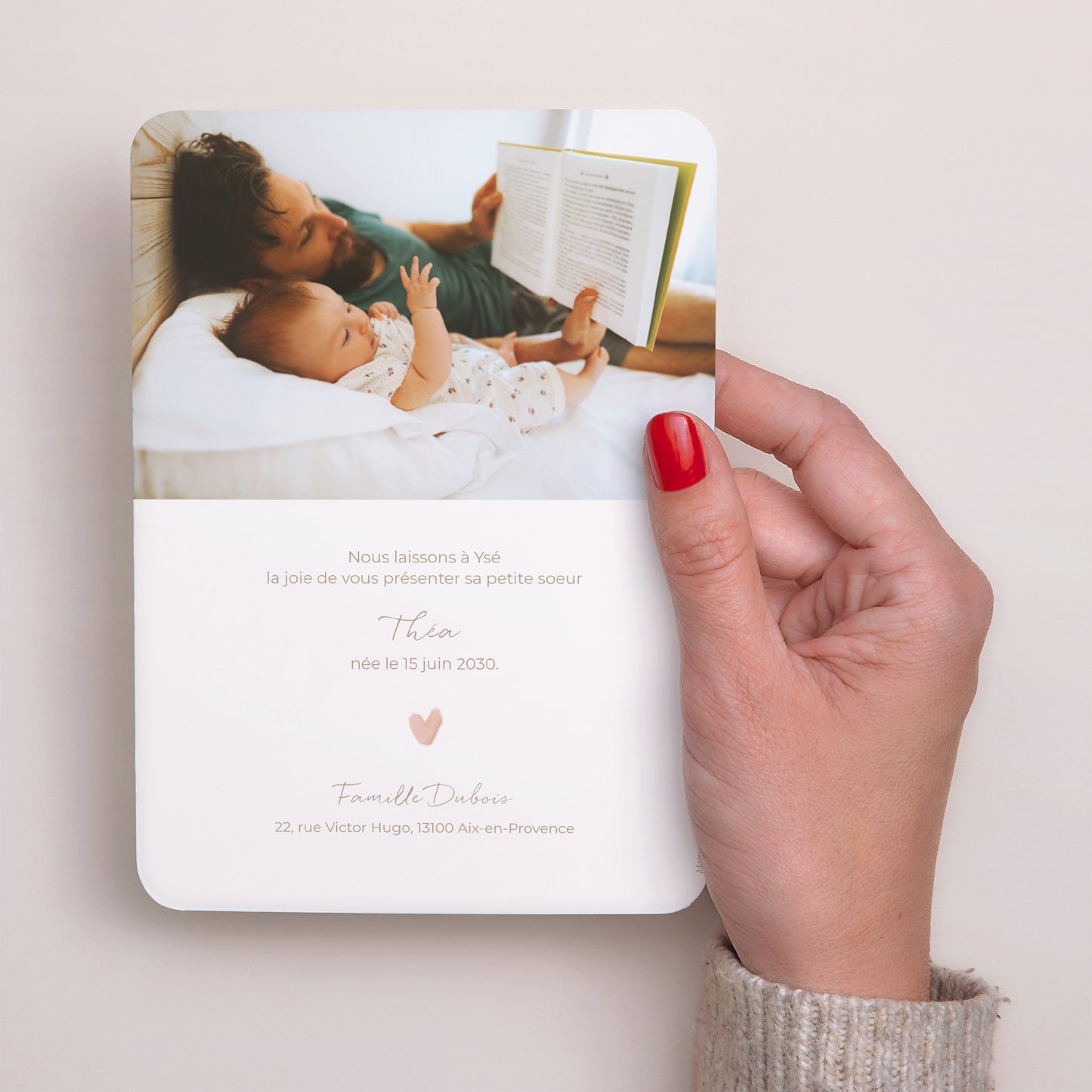 Faire-part Naissance Portrait, bords arrondis Douce nuit photo N° 3