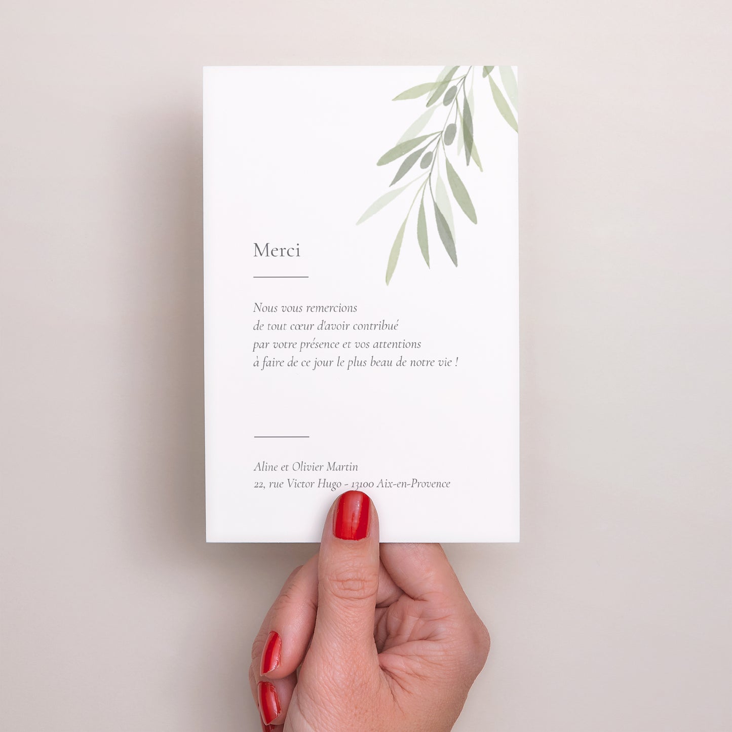 Remerciements Mariage Portrait Branche d'Olivier II photo N° 3
