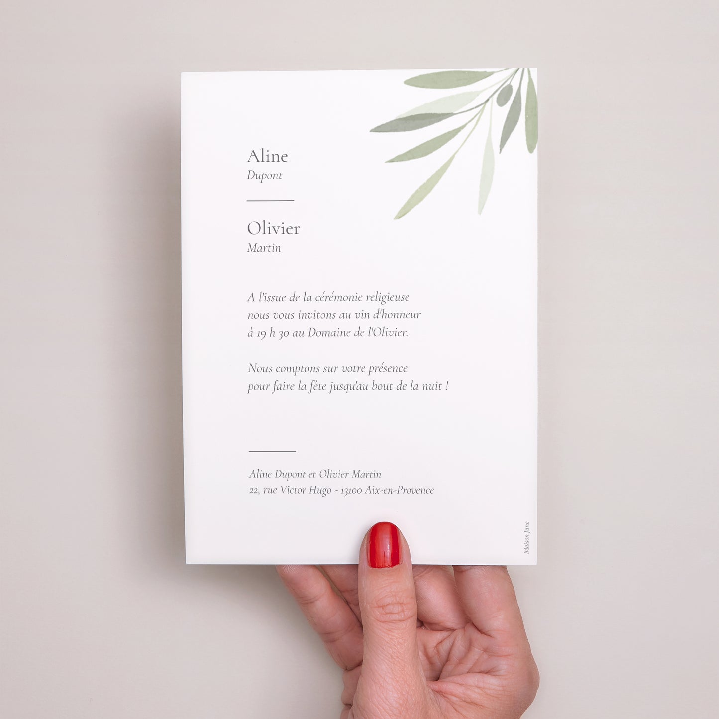 Faire-part Mariage Portrait Branche d'Olivier II photo N° 3