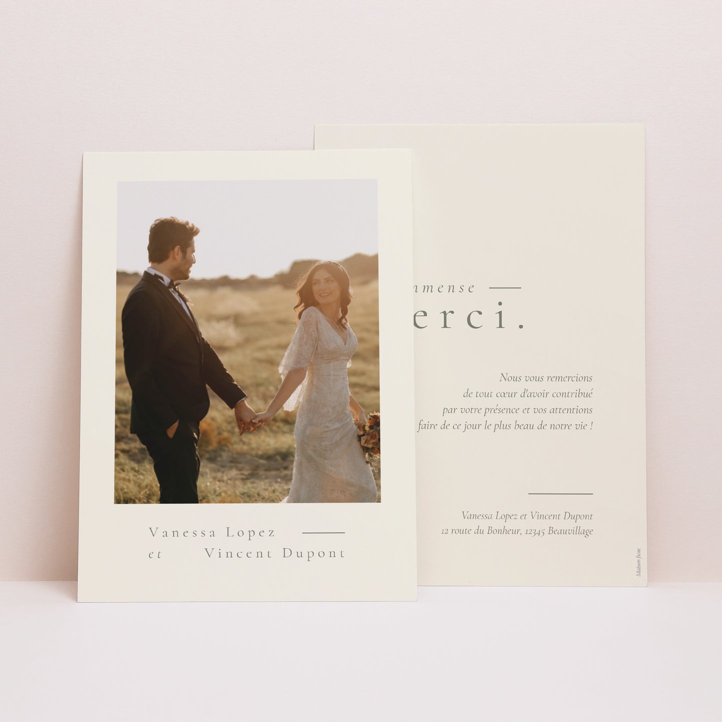 Remerciements Mariage Portrait Tons vert photo N° 1