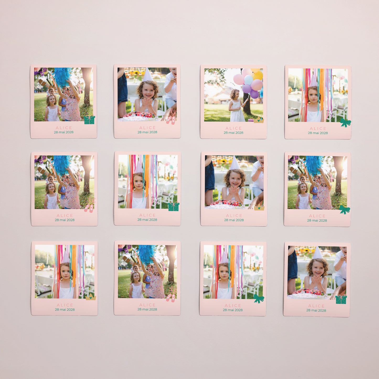 Tirage photo Anniversaire Enfant Lot de 12, magnétique Petite princesse photo N° 1