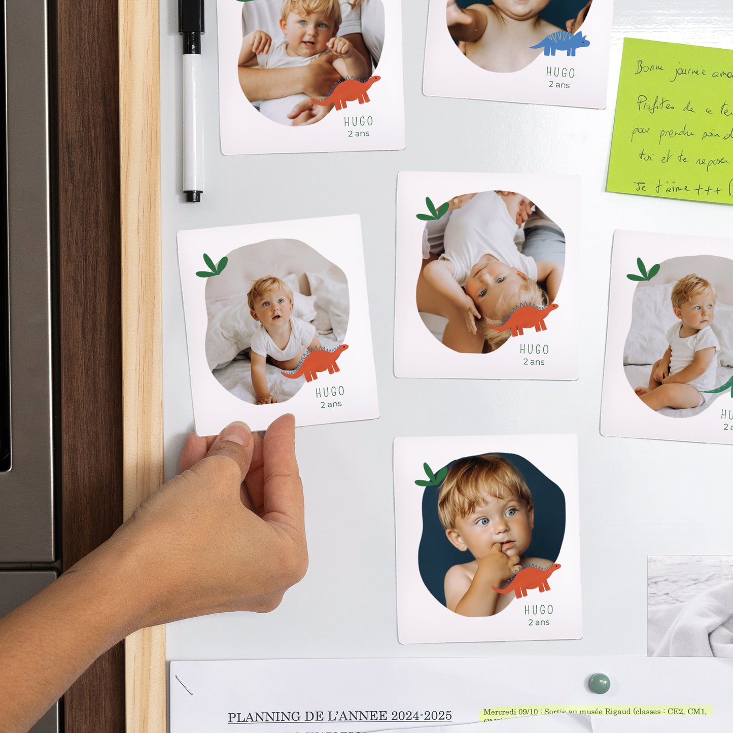 Tirage photo Anniversaire Enfant Lot de 12, magnétique Petits Dinos photo N° 2