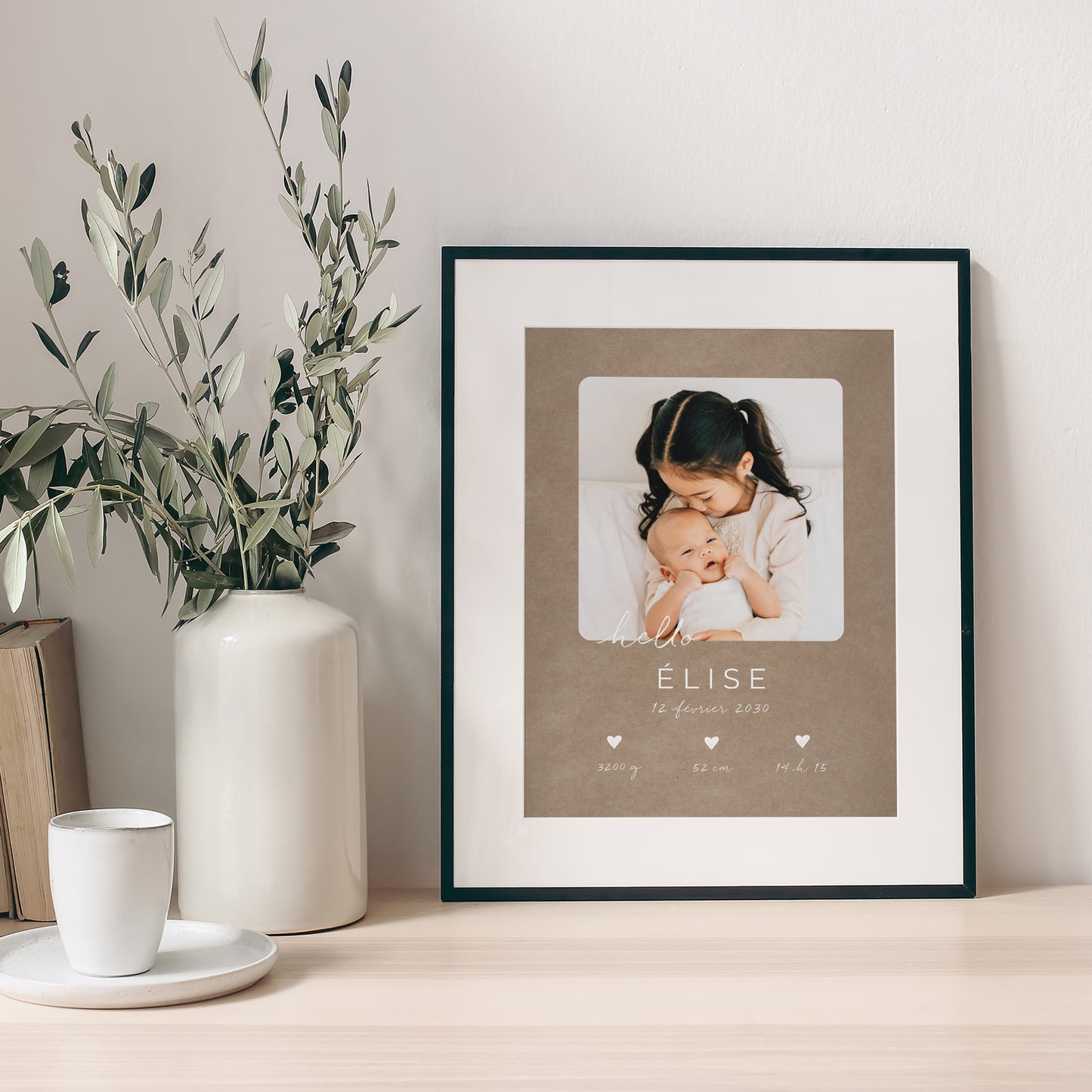 Affiche Naissance Portrait Composition kraft photo N° 1