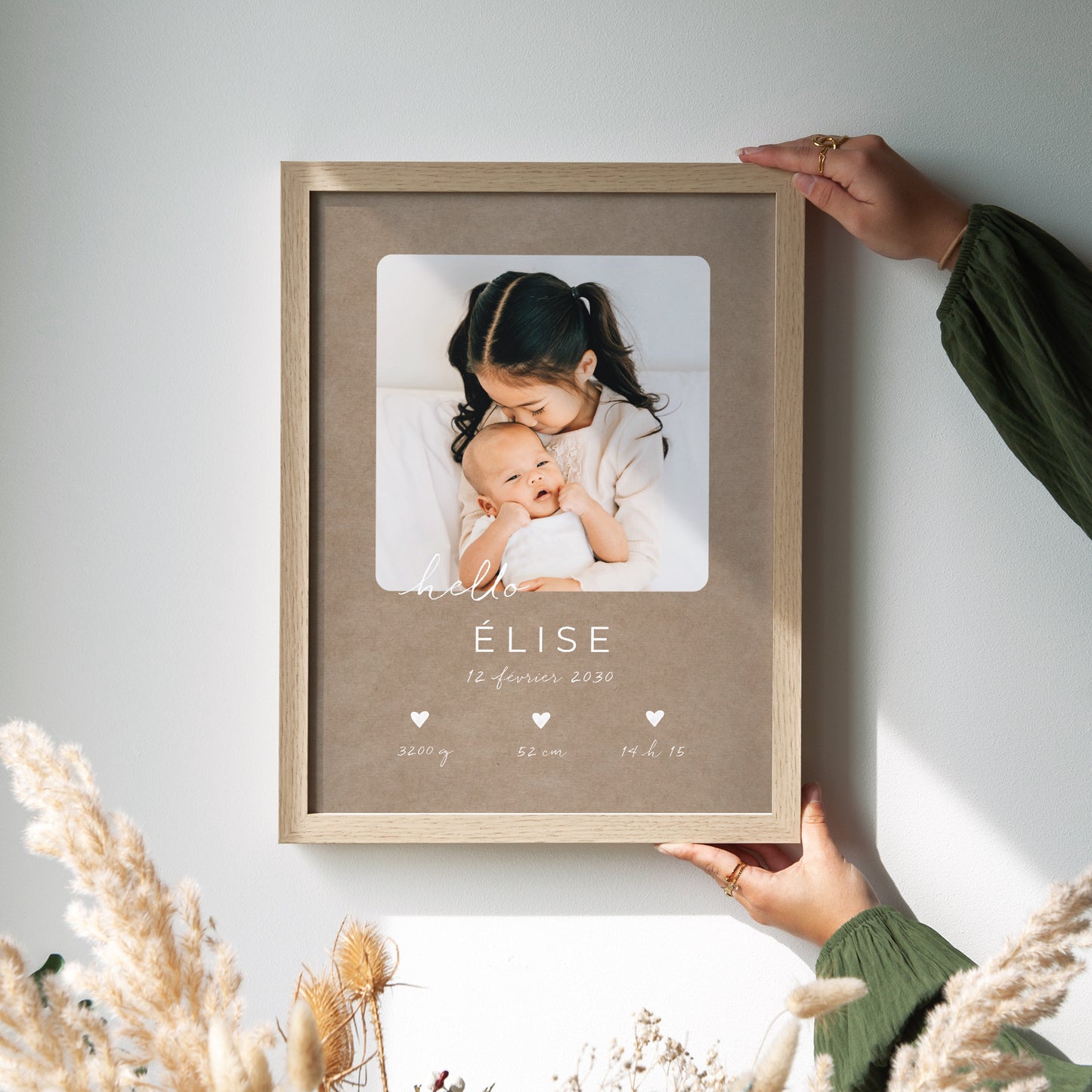 Affiche Naissance Portrait Composition kraft photo N° 2