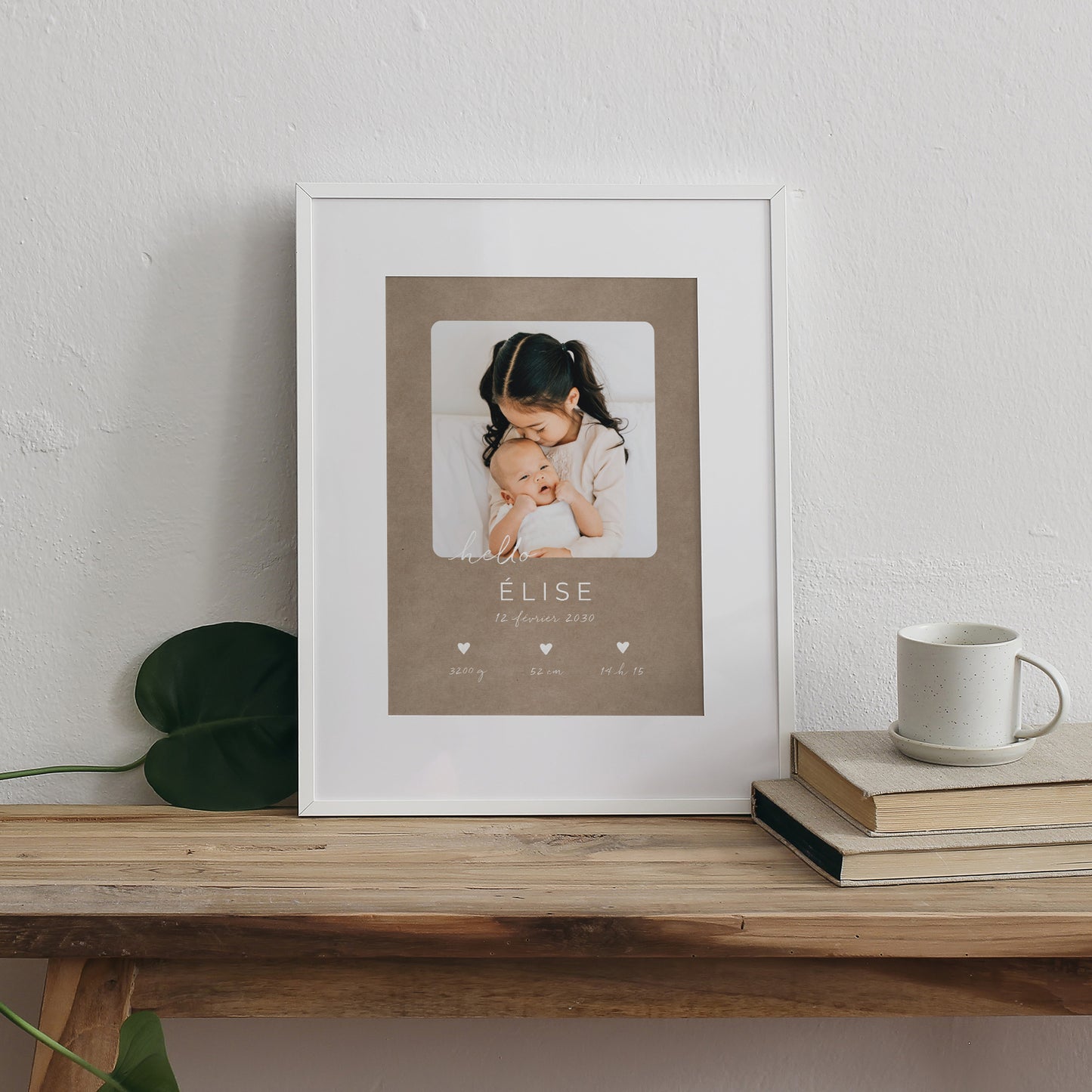 Affiche Naissance Portrait Composition kraft photo N° 3