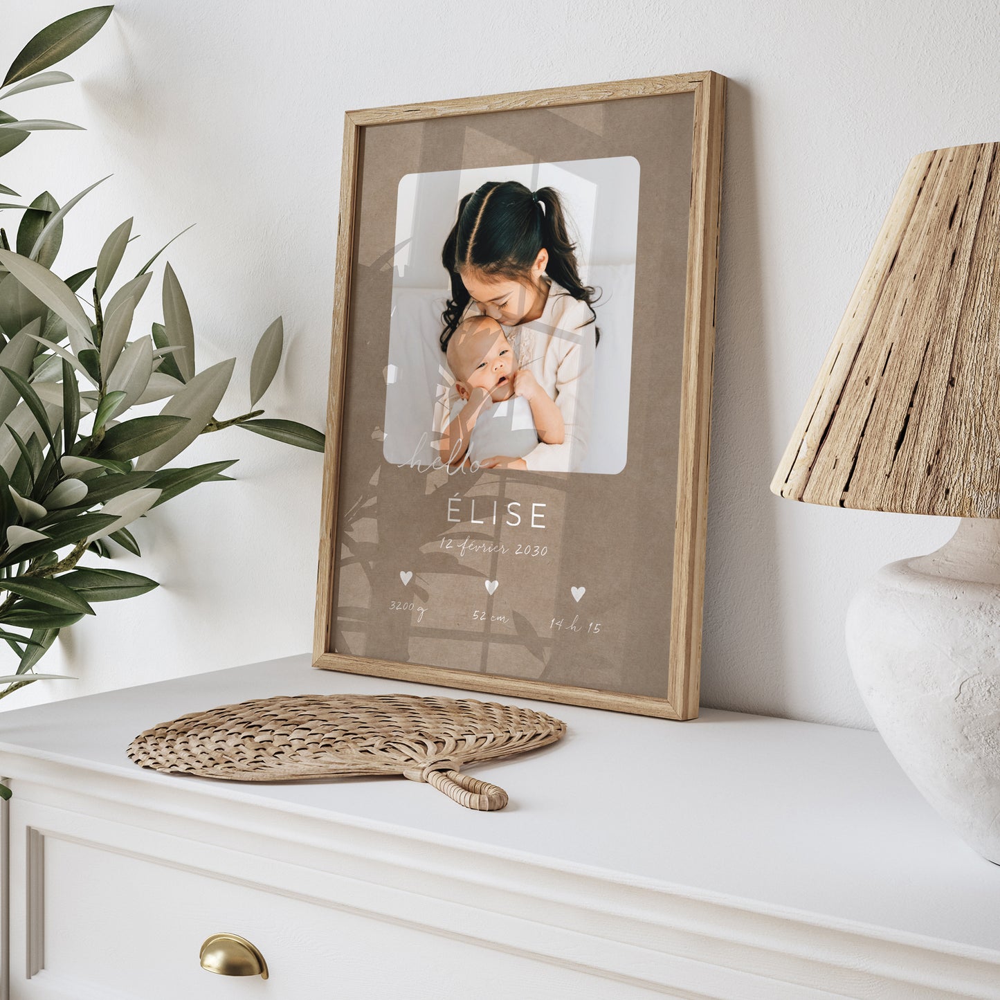 Affiche Naissance Portrait Composition kraft photo N° 5