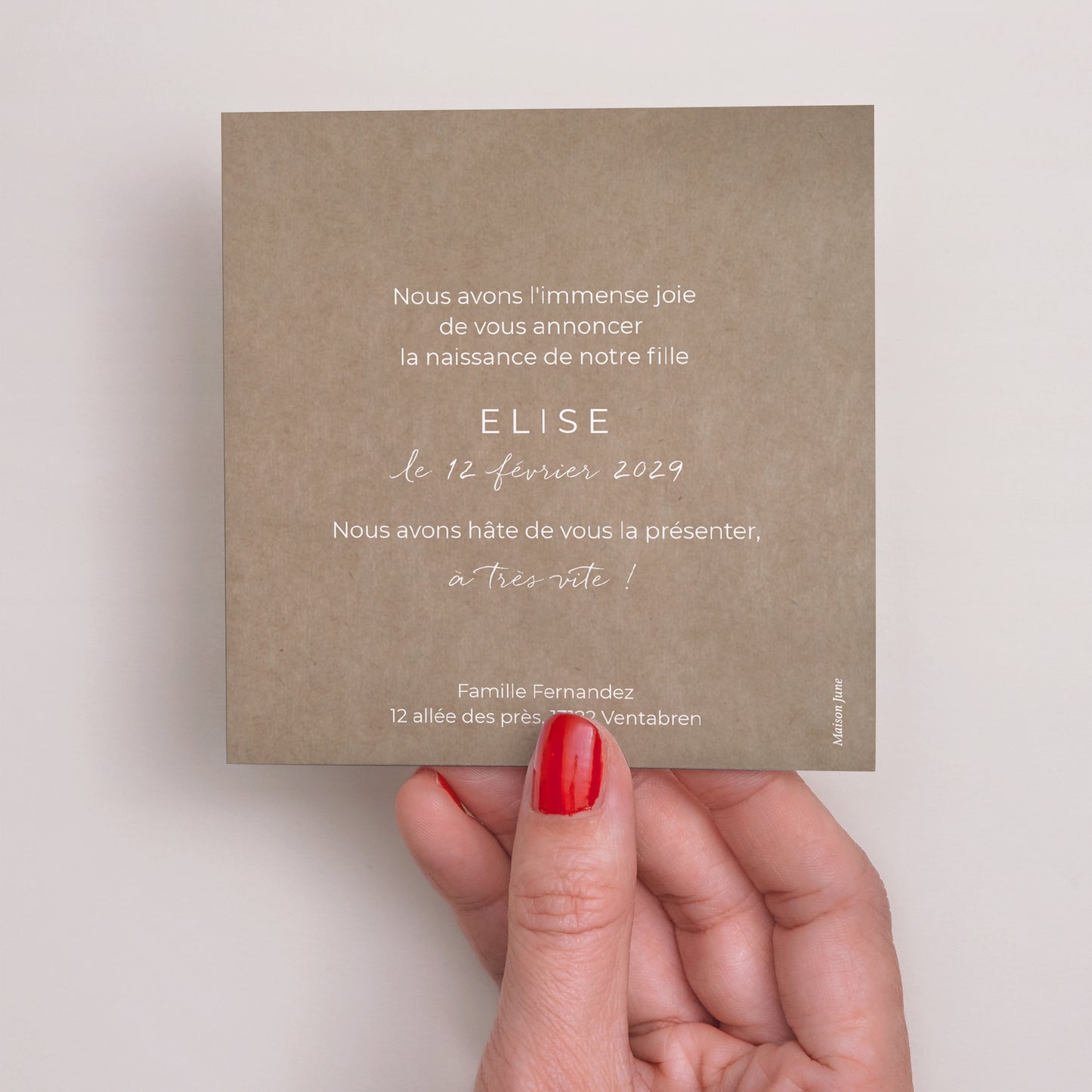 Faire-part Naissance Carré Composition kraft 2 photo N° 3