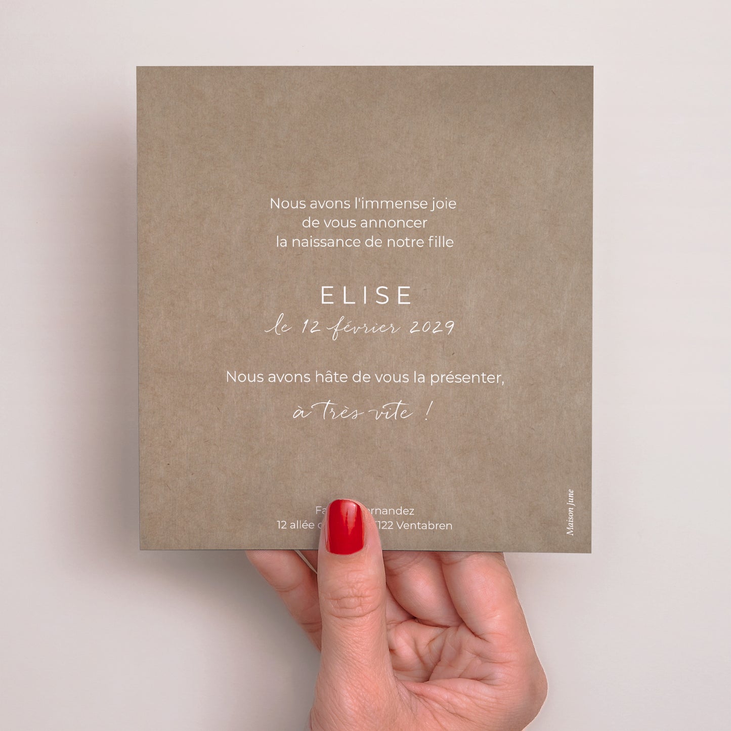 Faire-part Naissance Carré Composition kraft photo N° 3