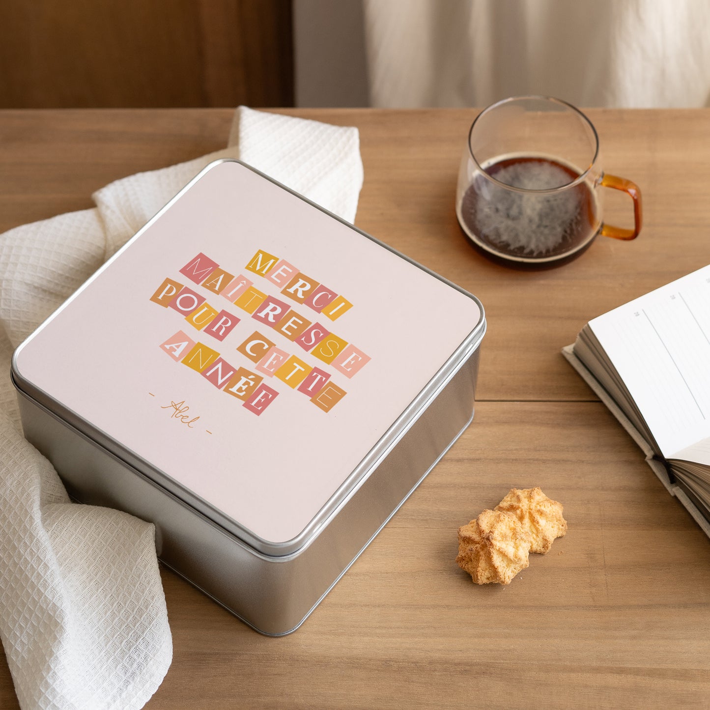 Boite métallique Objets Carrée Collage coloré photo N° 2