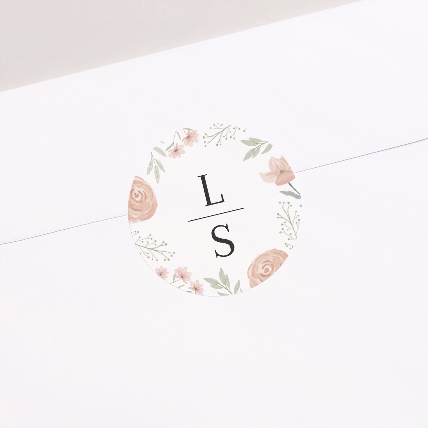 Sticker Mariage Rond Encadré floral photo N° 1