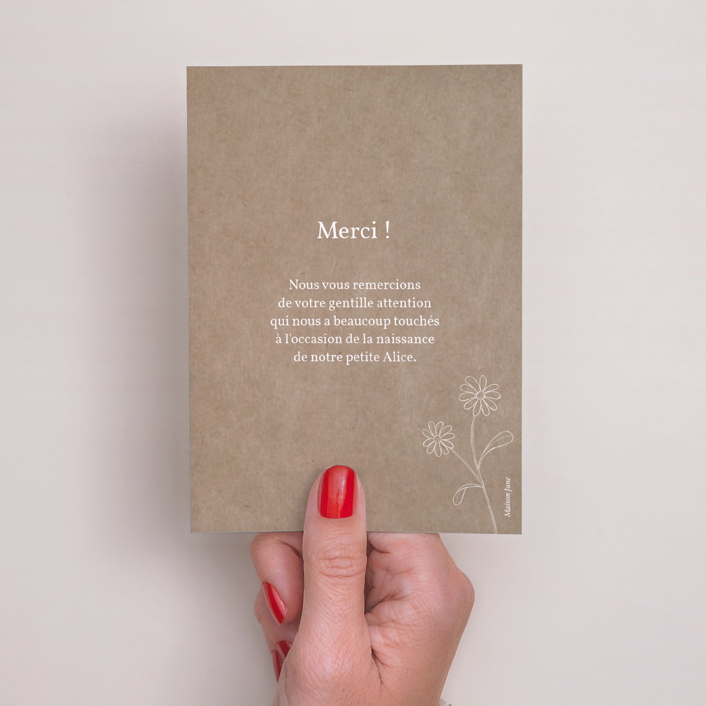 Remerciements Naissance Portrait Kraft motif herbier photo N° 3