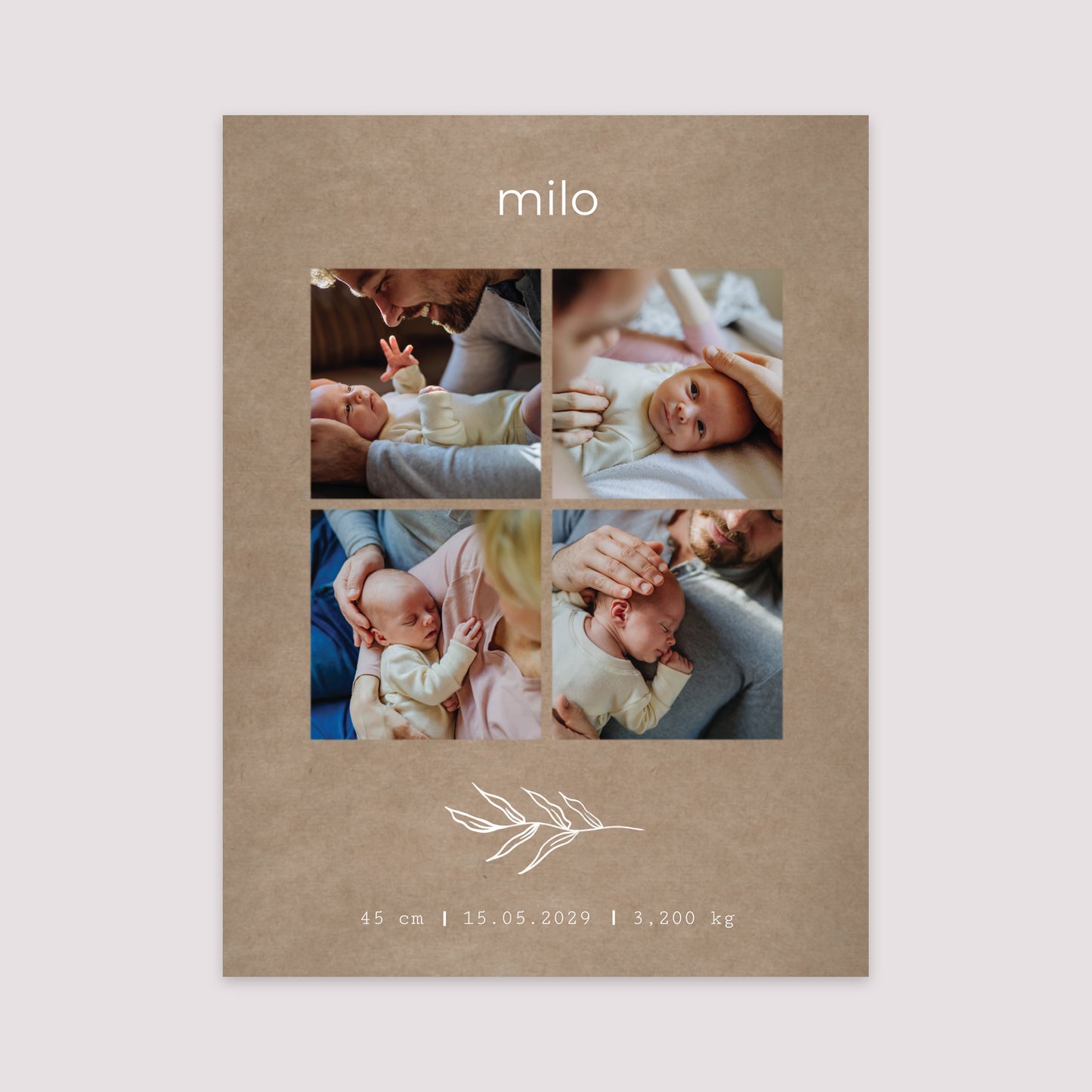Affiche Naissance Portrait 30 x 40 cm Brin et kraft photo N° 2