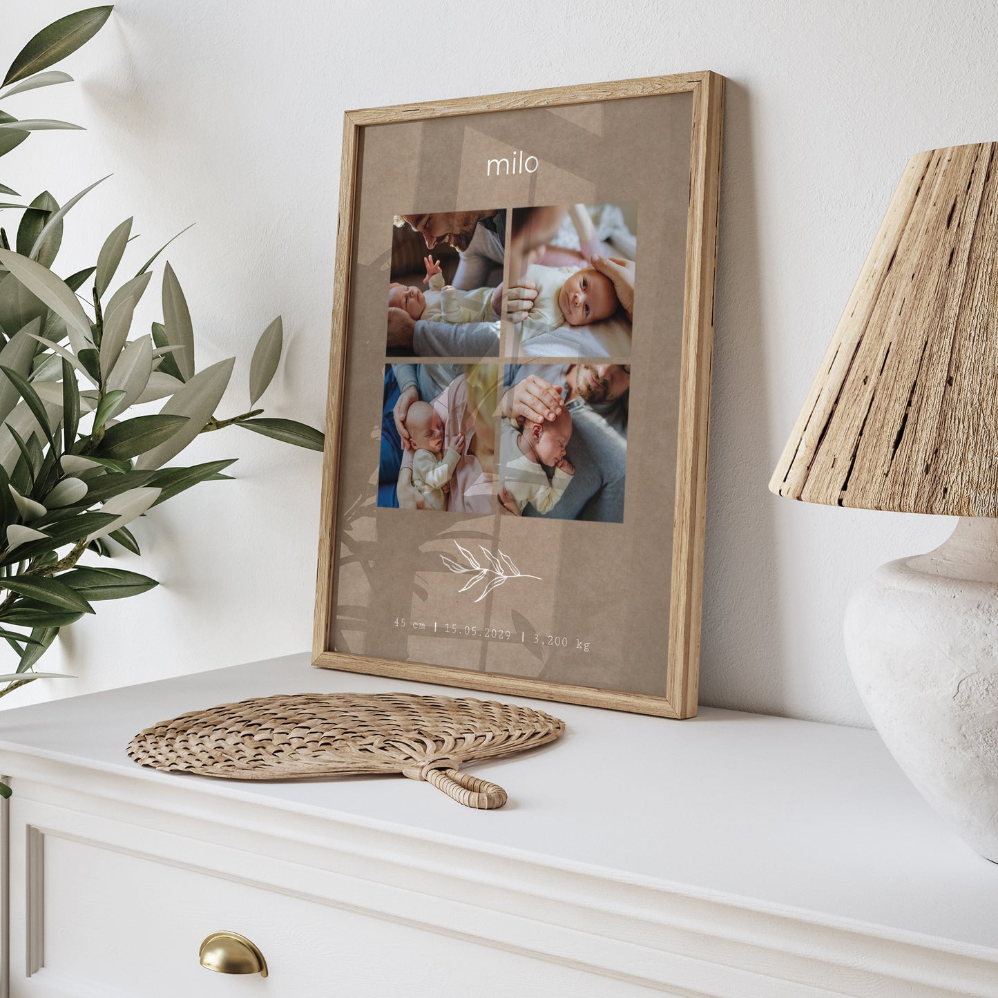 Affiche Naissance Portrait Brin et kraft photo N° 5