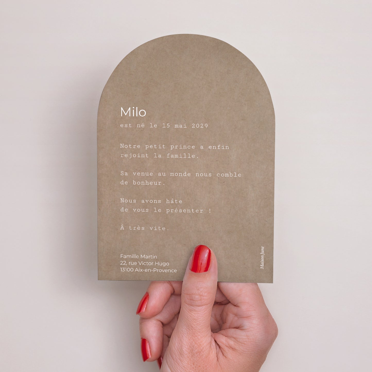 Faire-part Naissance Petite arche brin et kraft photo N° 3
