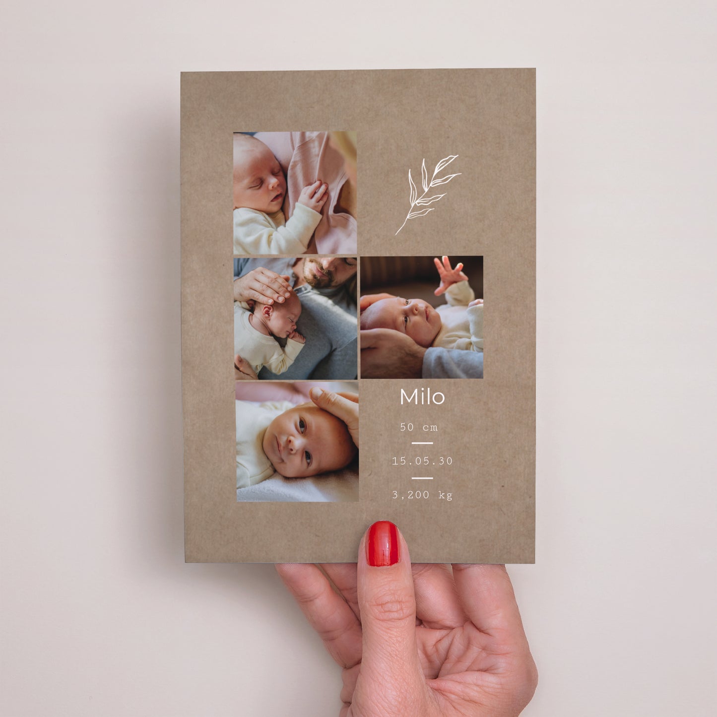 Faire-part Naissance Portrait brin et kraft photo N° 2