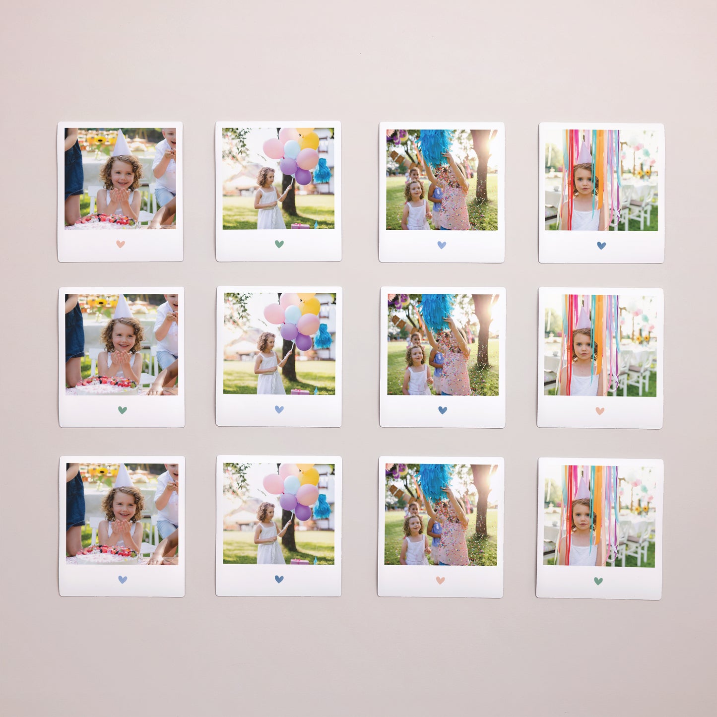 Tirage photo Anniversaire Enfant Lot de 12, magnétique Cœur en Couleur photo N° 1
