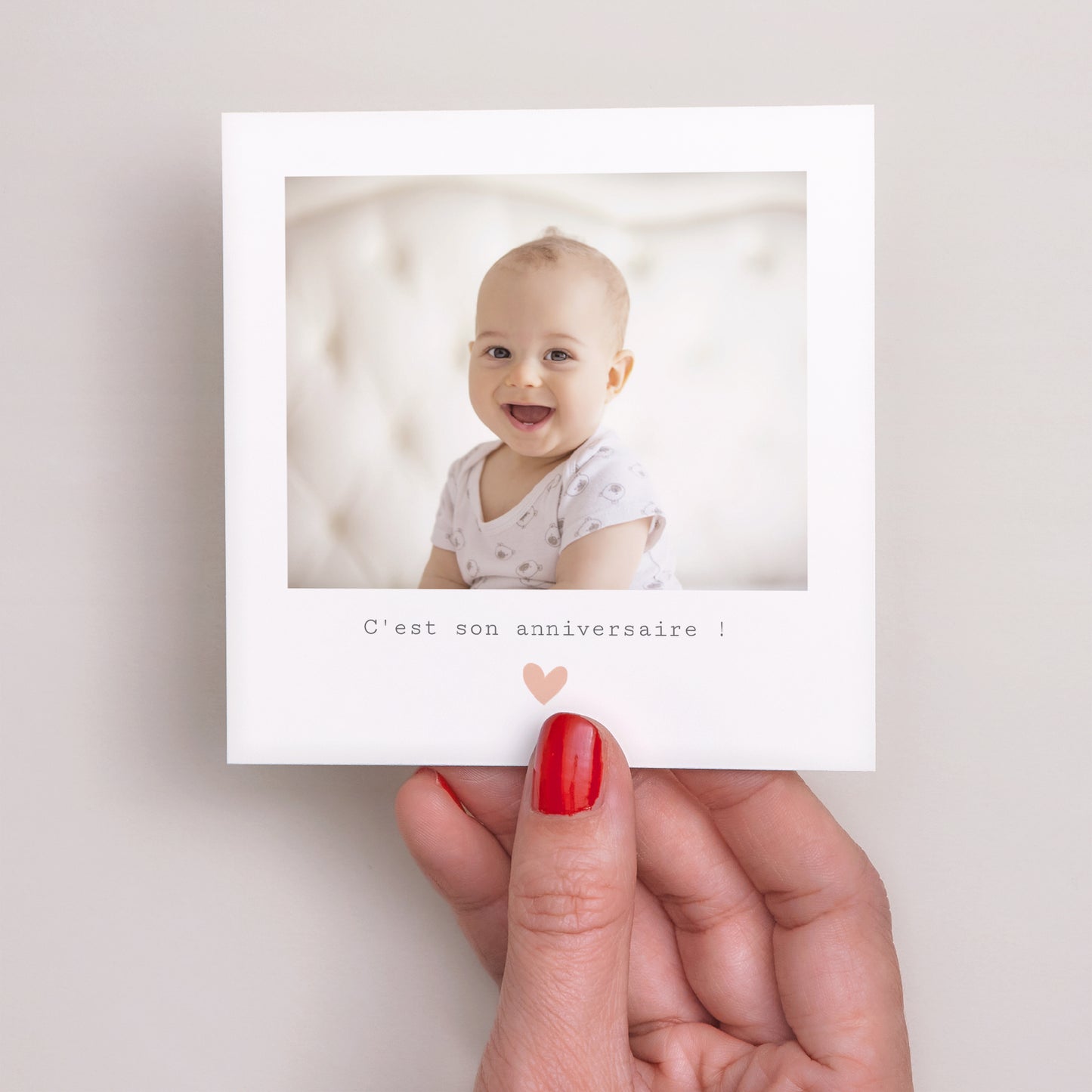 Invitations Anniversaire Enfant Carré Cœur en Couleur photo N° 2