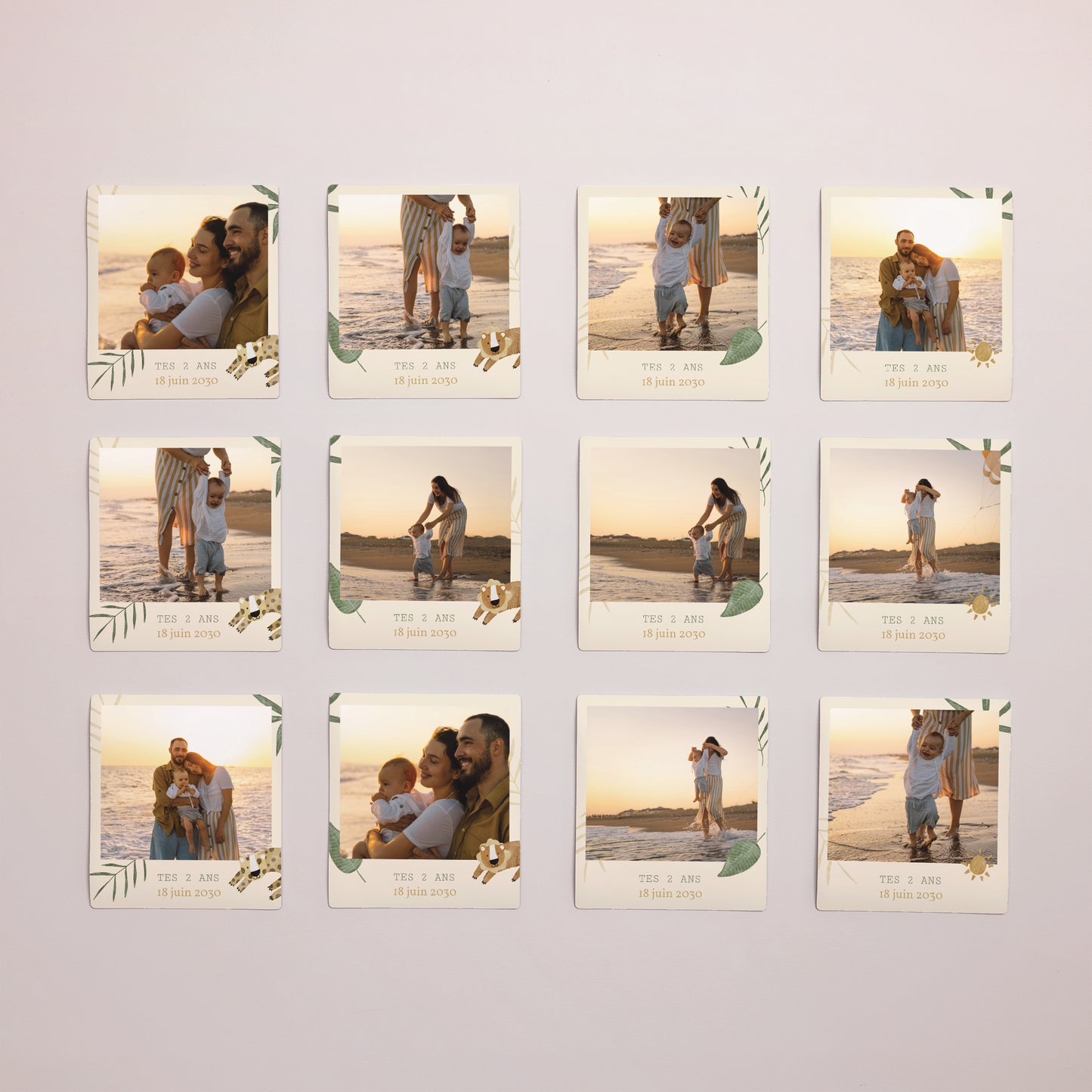 Tirage photo Anniversaire Enfant Lot de 12, magnétique Animaux Savane photo N° 1