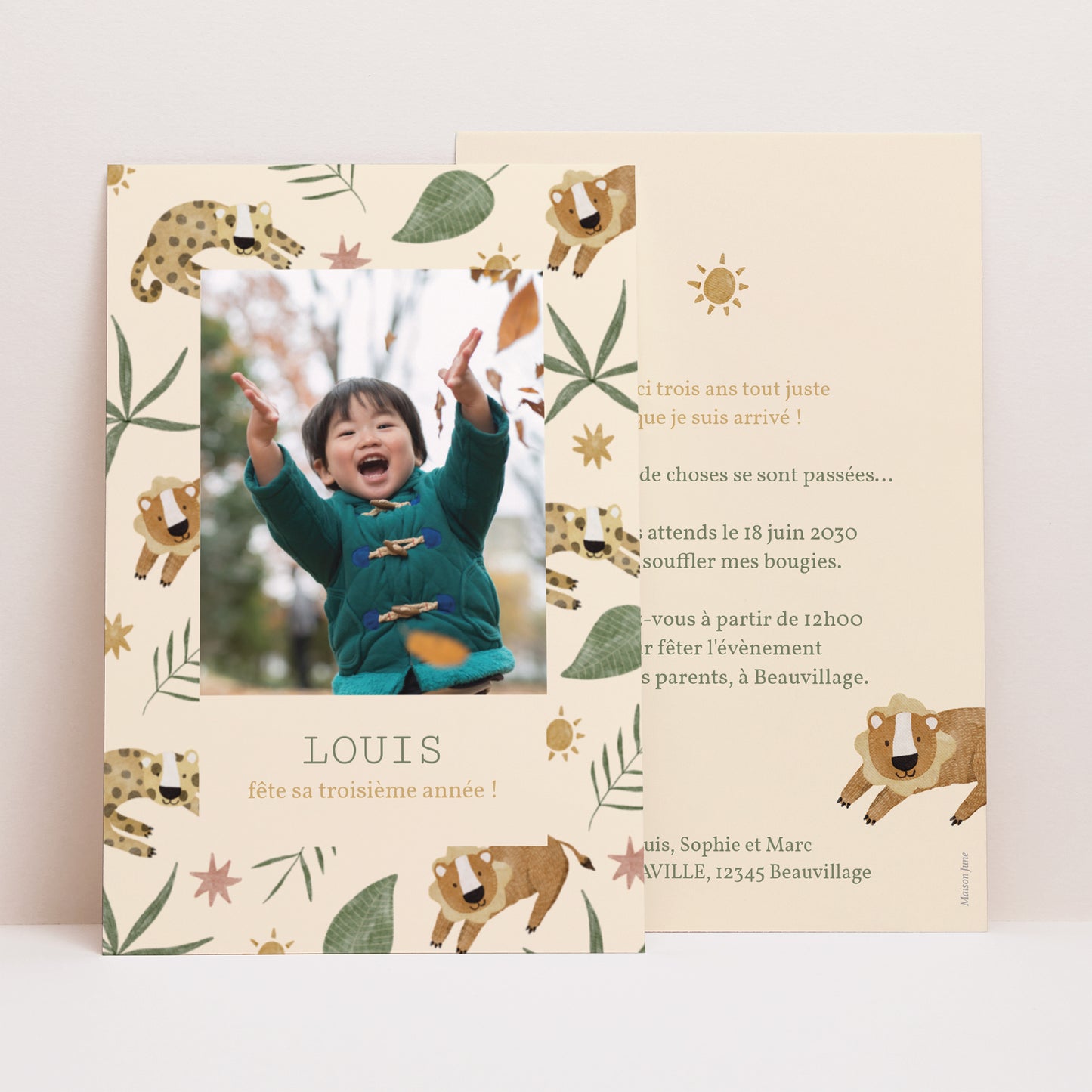 Invitations Anniversaire Enfant Portrait Animaux Savane photo N° 1