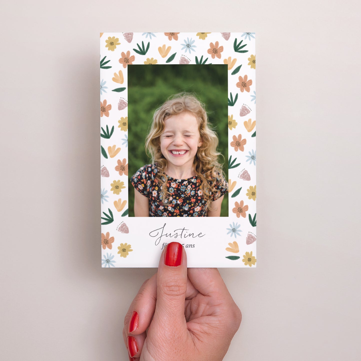 Invitations Anniversaire Enfant Portrait Fleurs photo N° 2