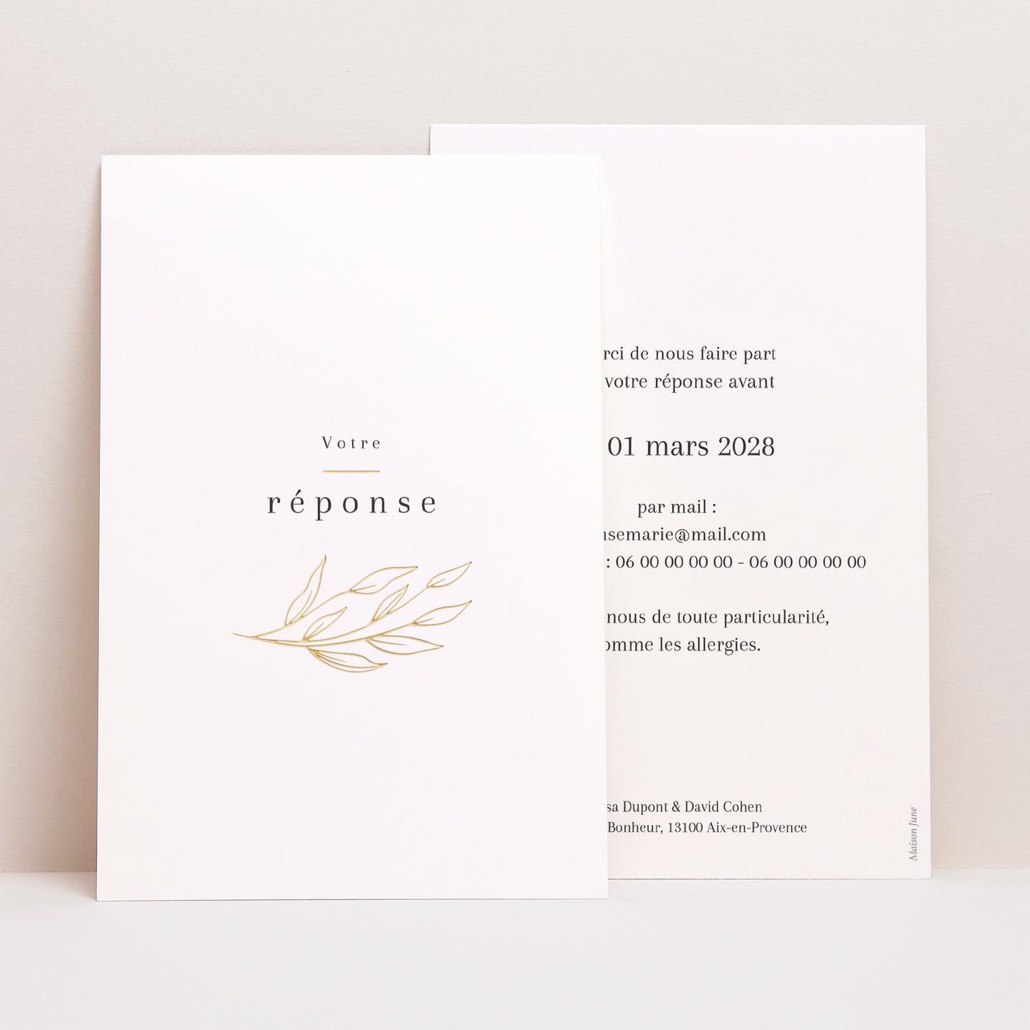 Carton réponse Mariage Portrait alliance romantique photo N° 1