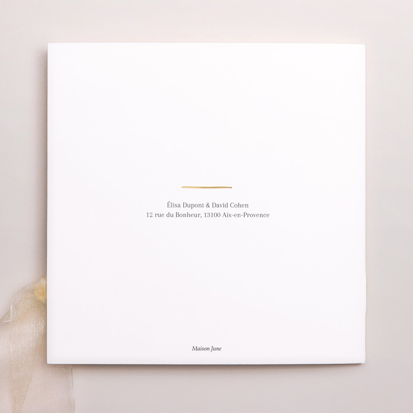 Faire-part Mariage Pochette carrée, 3 cartes, étiquette alliance romantique photo N° 4