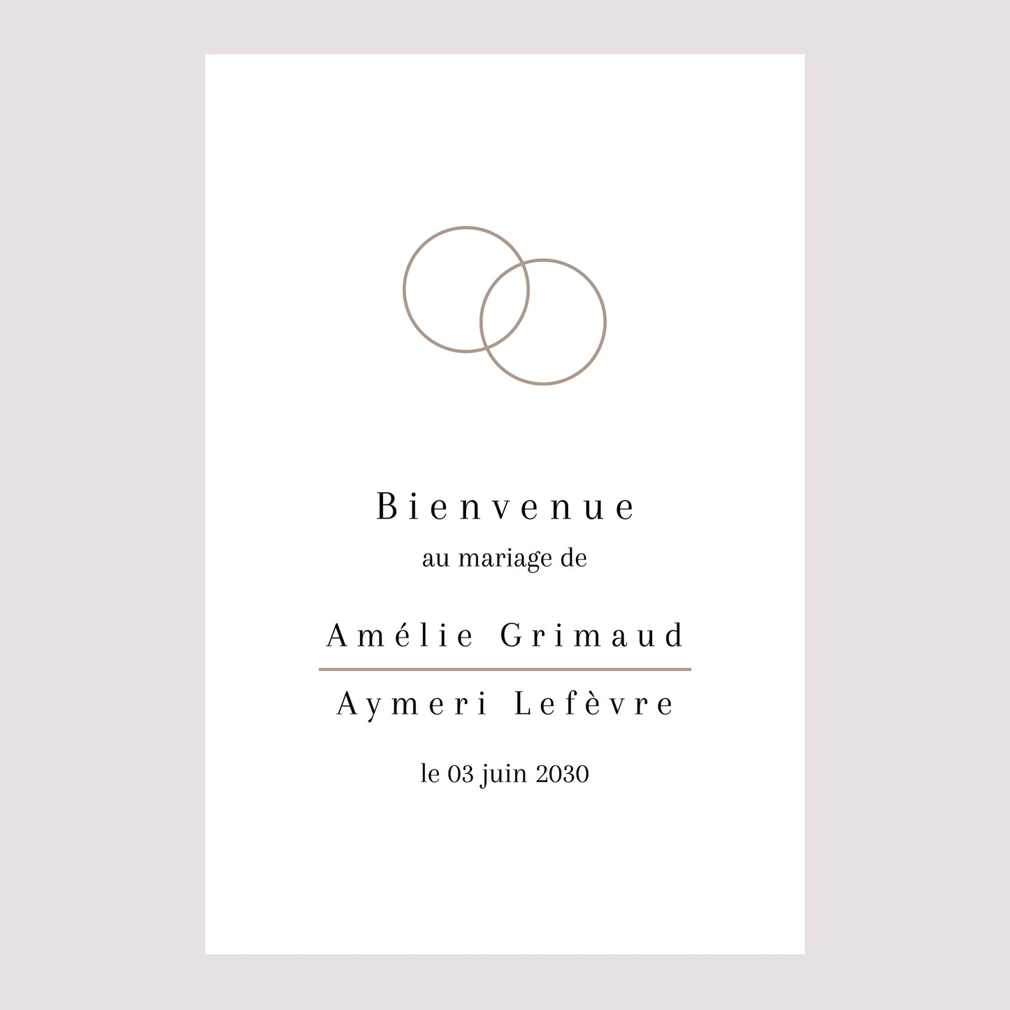 Panneau bienvenue Mariage Portrait 60 x 90 cm Destins liés photo N° 2