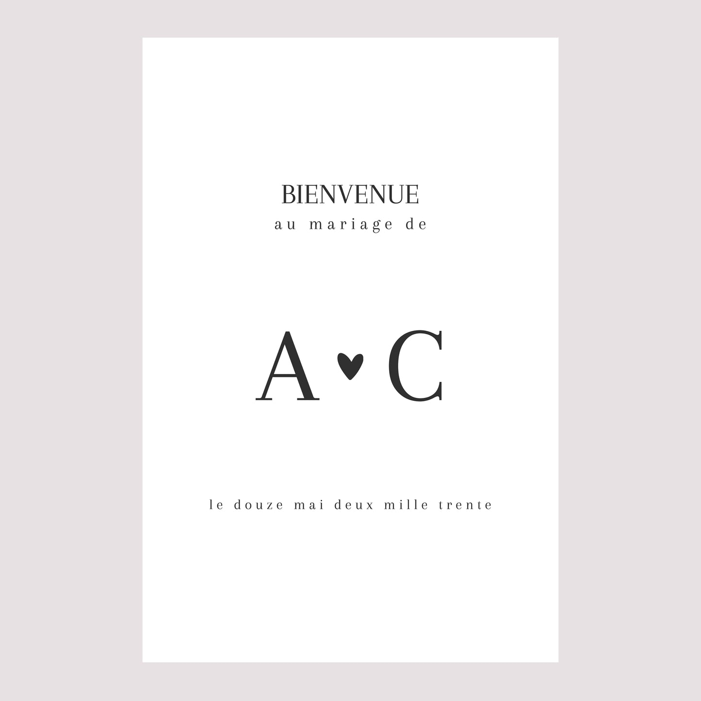 Panneau bienvenue Mariage Portrait 60 x 90 cm Amour immense photo N° 2
