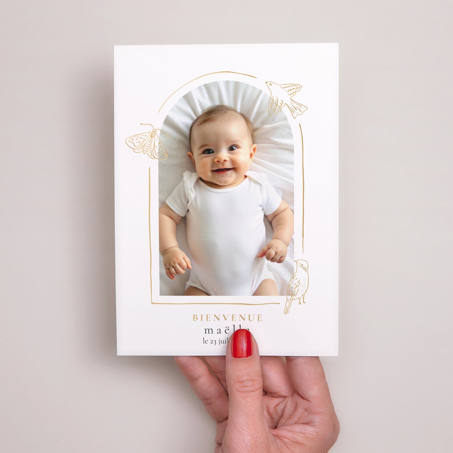 Faire-part Naissance Portrait Printemps Doré photo N° 2
