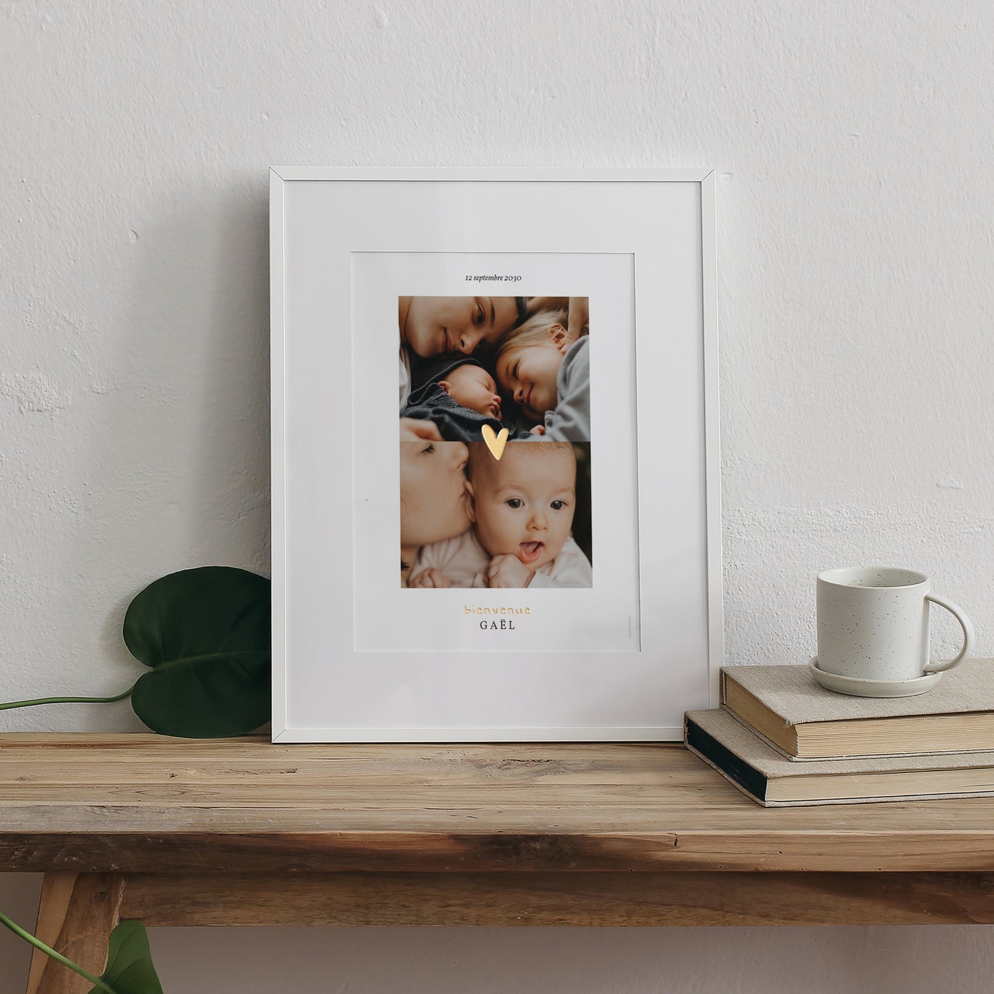 Affiche Naissance Portrait Coeur dorure multiphotos photo N° 3
