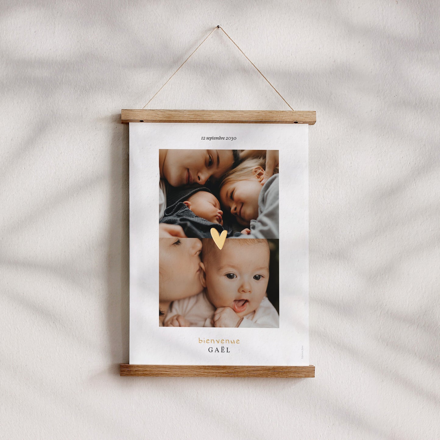 Affiche Naissance Portrait Coeur dorure multiphotos photo N° 4