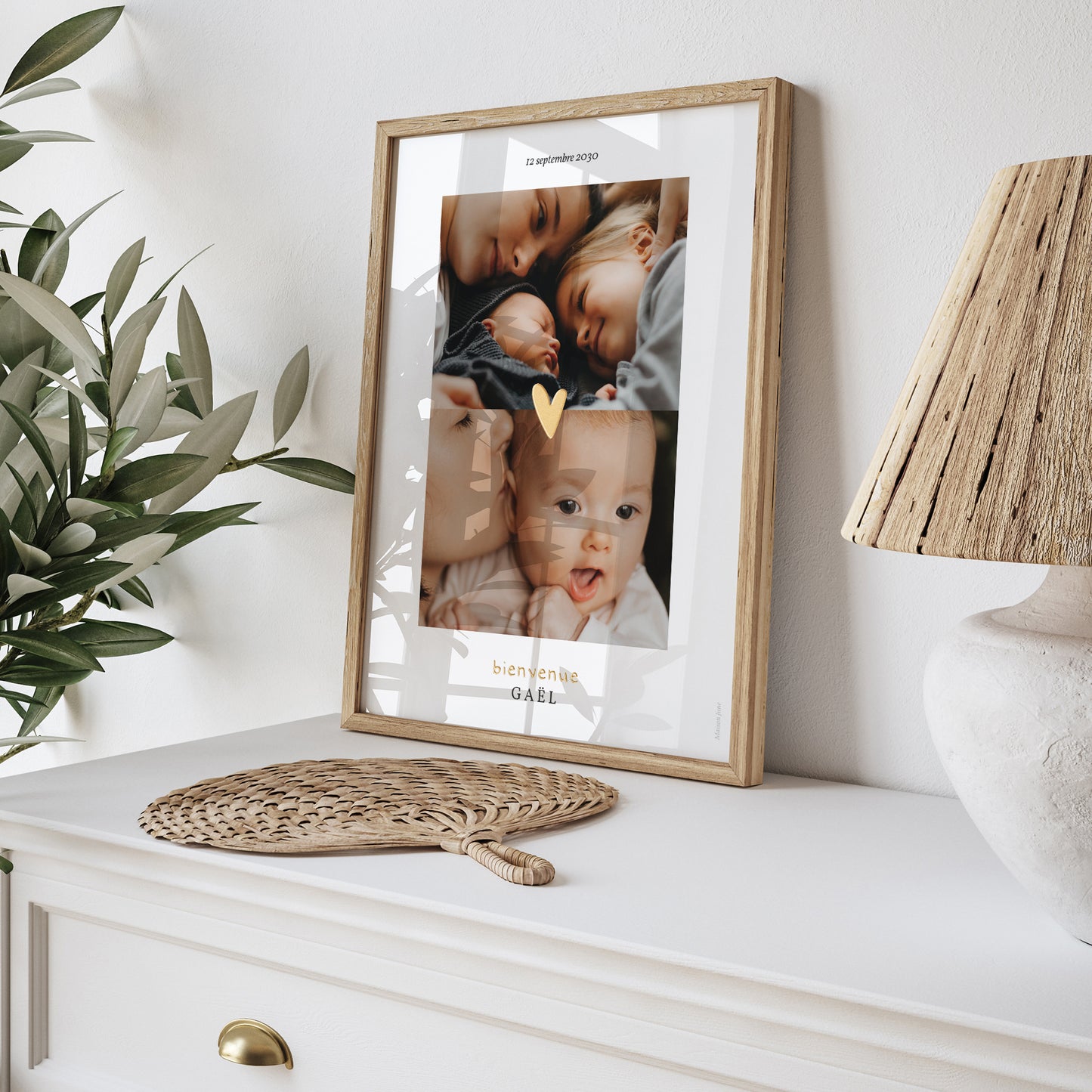 Affiche Naissance Portrait Coeur dorure multiphotos photo N° 5