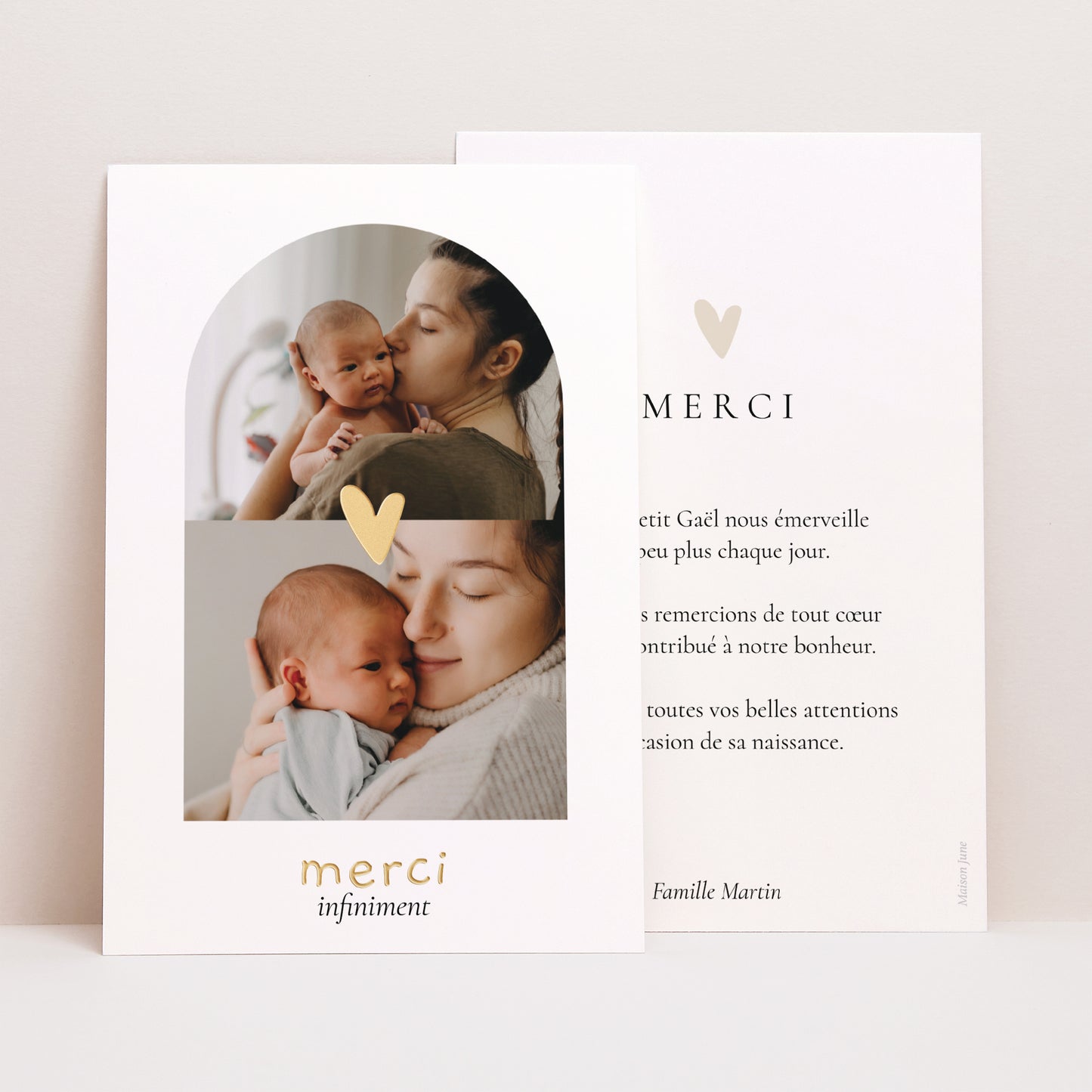 Remerciements Naissance Portrait Coeur dorure multiphotos photo N° 1