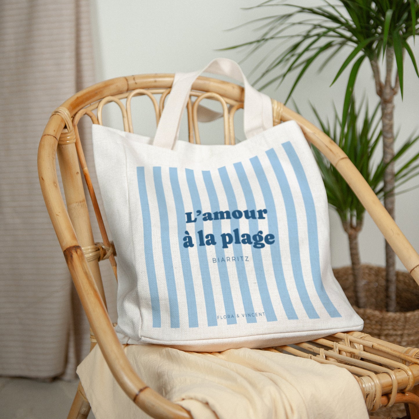 Tote bag Objets Anse en toile L'amour à la plage bleu photo N° 2