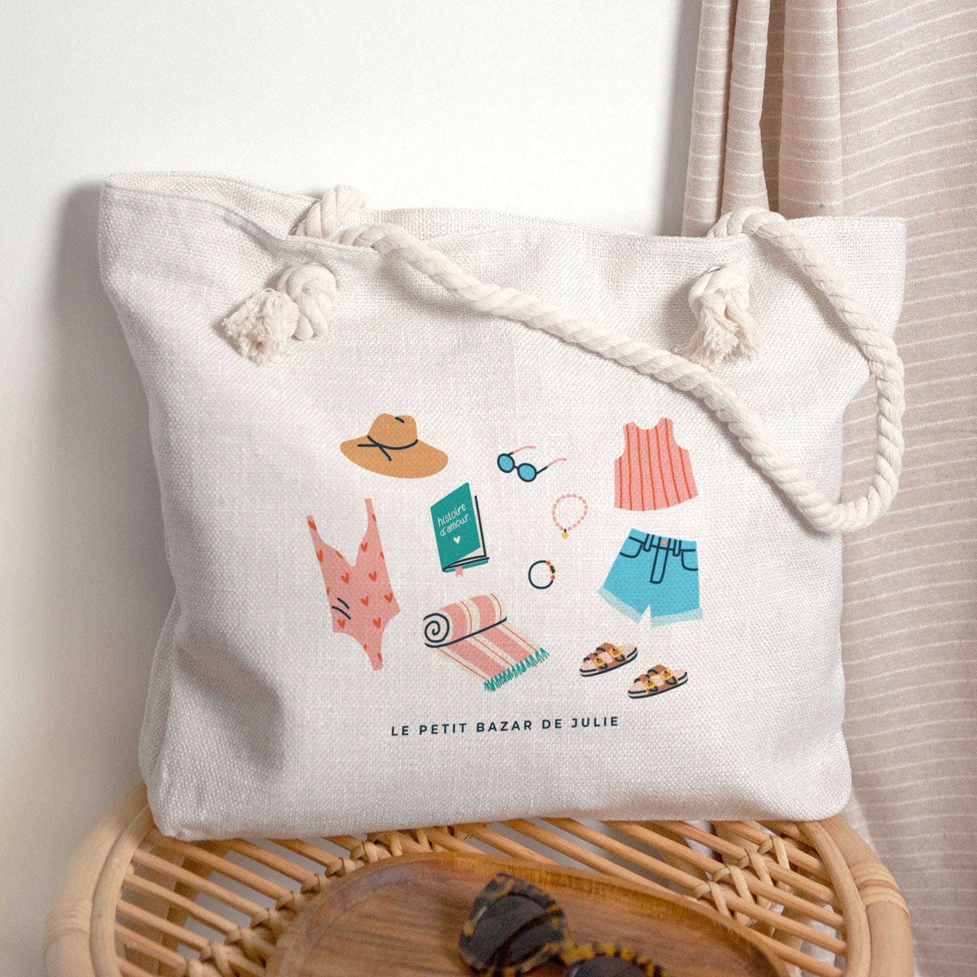 Sac cabas Objets Anse en corde Le bazar de photo N° 1